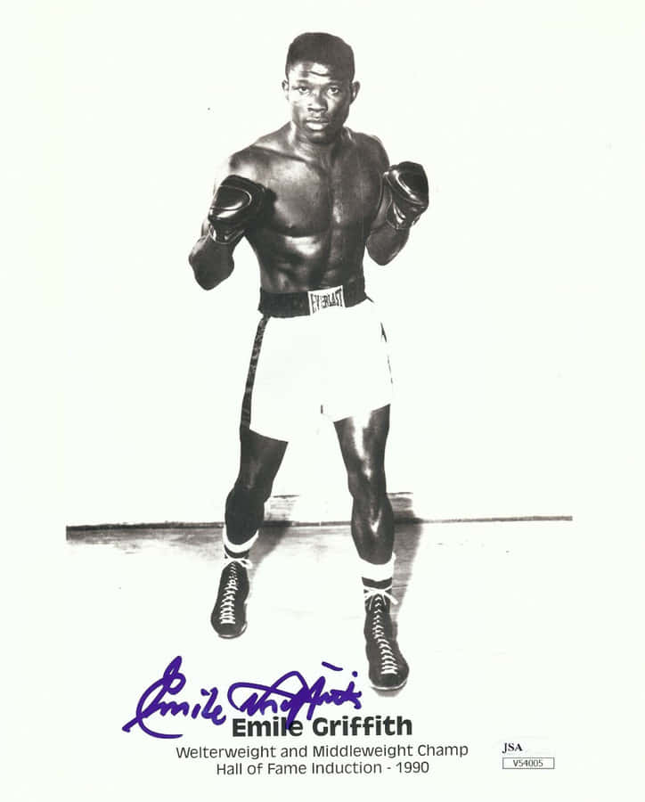 Emile Griffith Card With Signature Background
