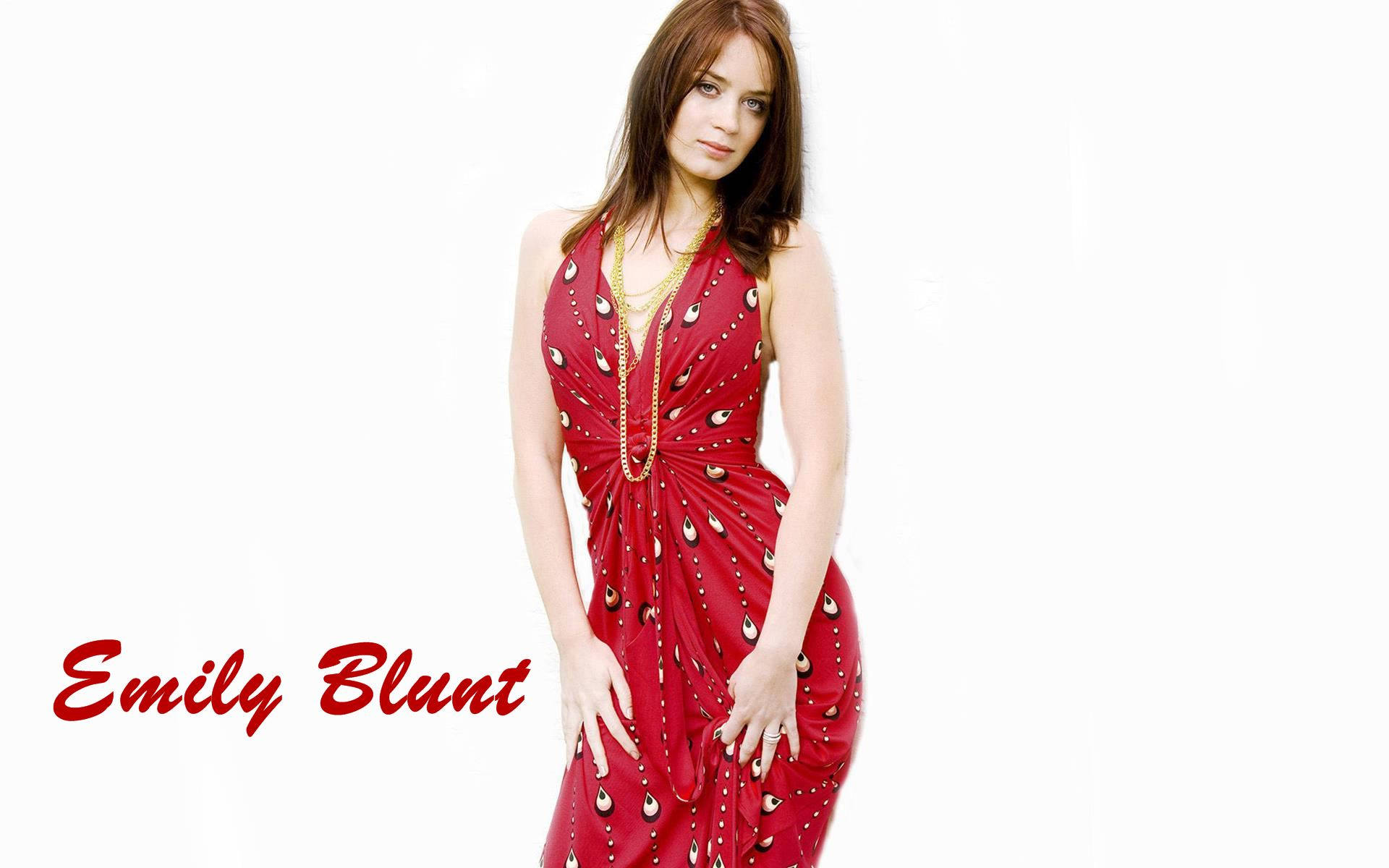 Emily Blunt Red Fanart Background