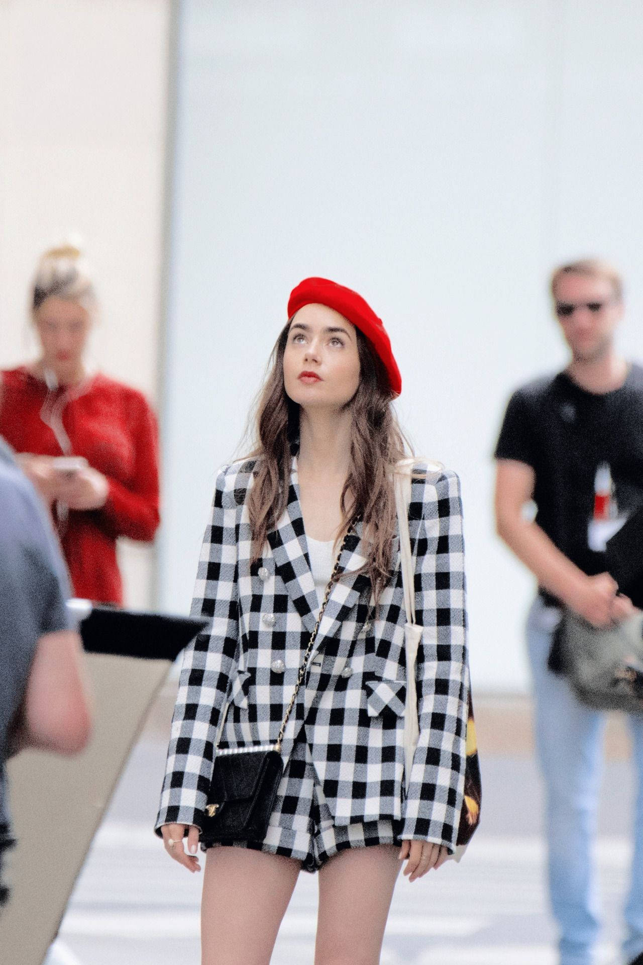 Emily In Paris - Lily Collins In Red Beret Hat Background