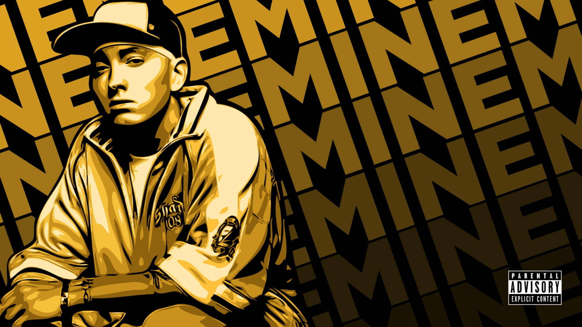 Eminem In Black And Gold Background