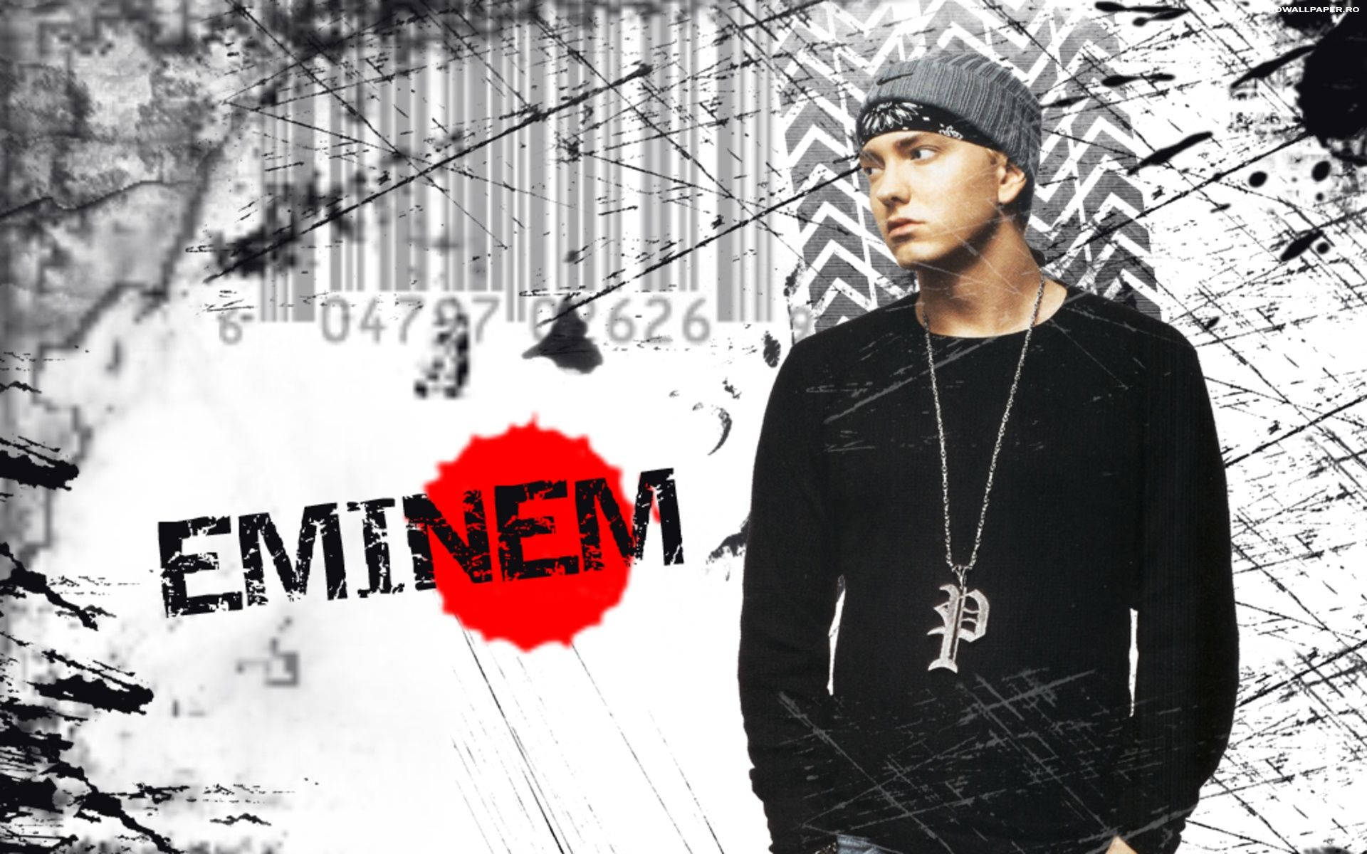 Eminem In Black Over Barcode Background