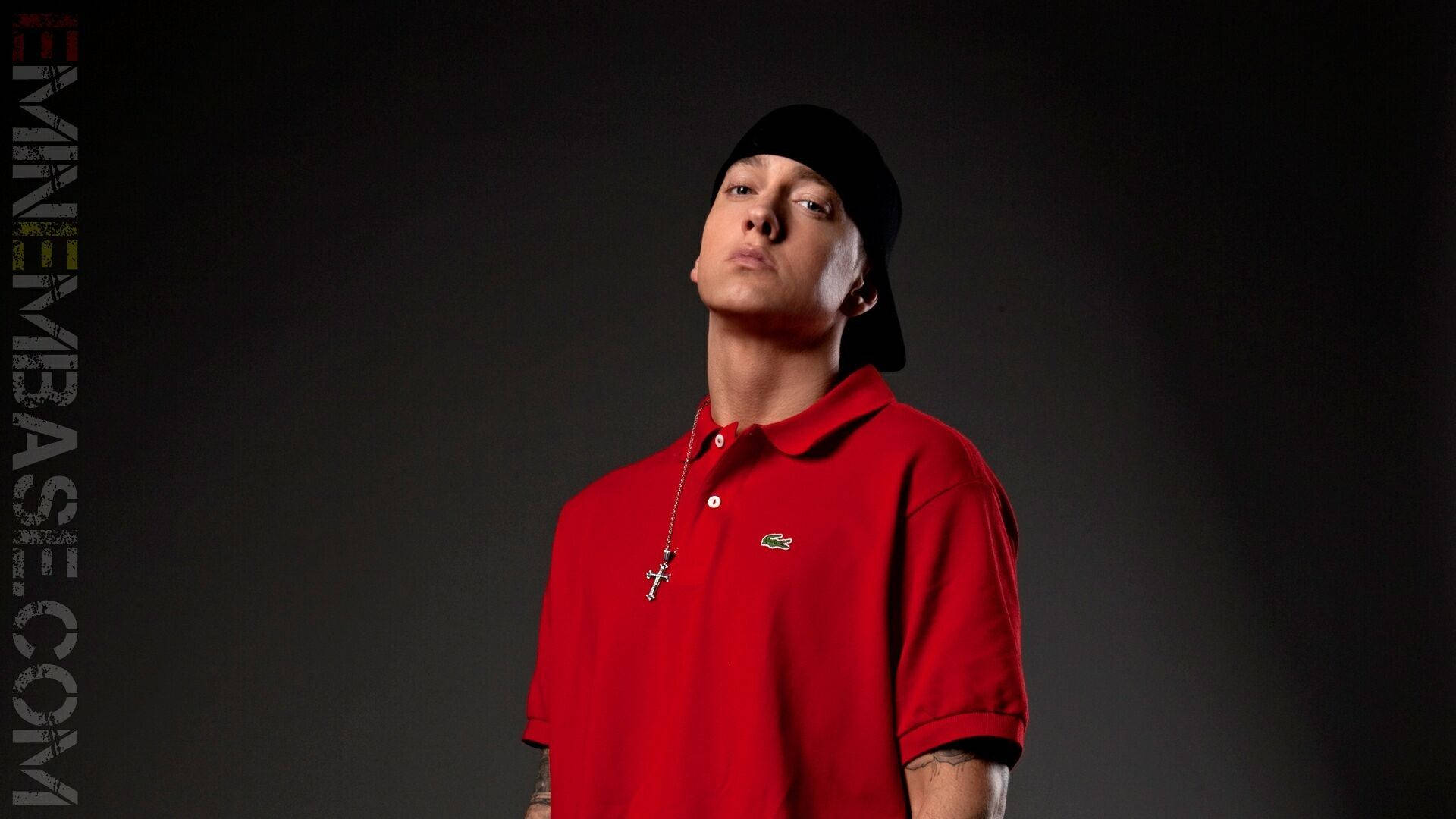 Eminem In Red Polo Shirt Background