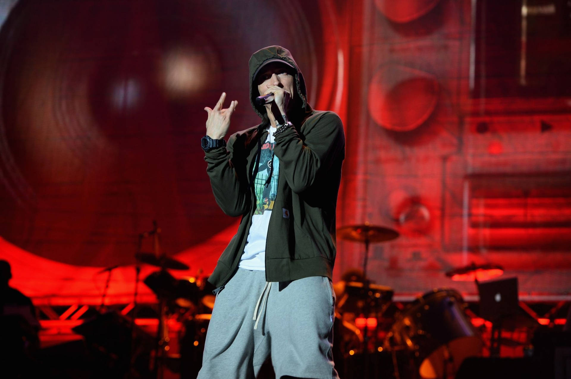 Eminem On Stage Performing Background