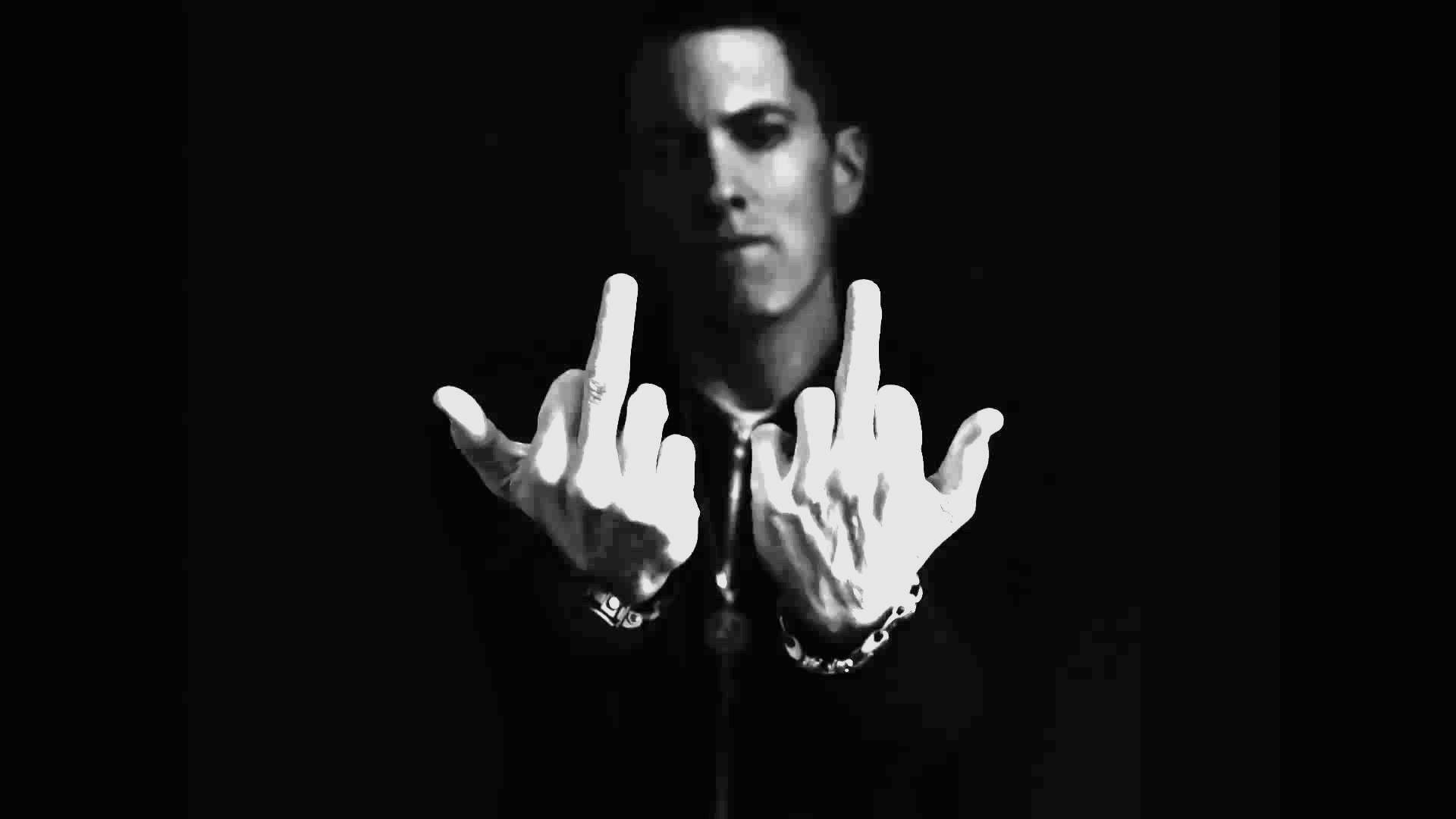 Eminem With His Middle Fingers Background