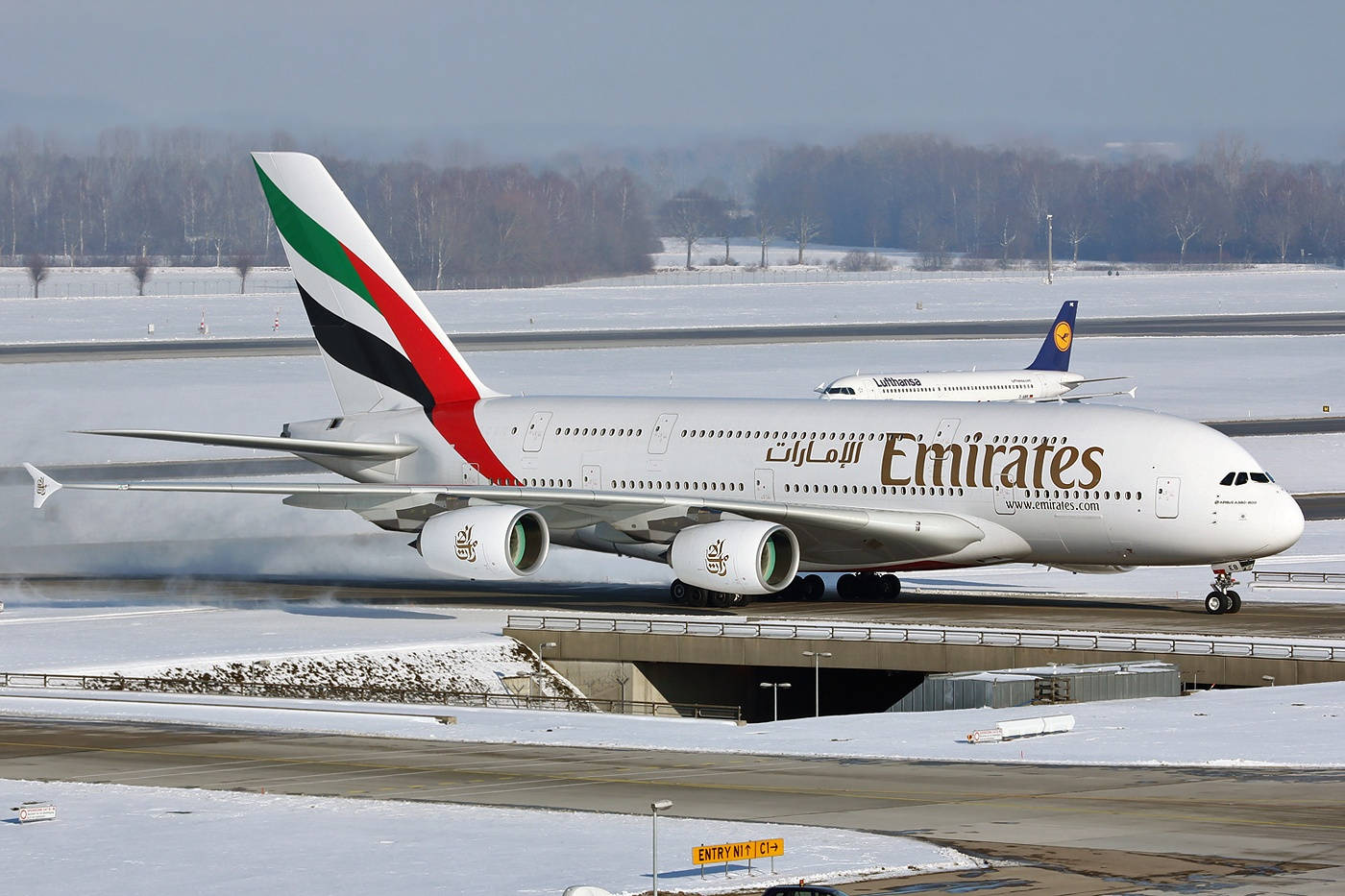 Emirates Airbus 380 In Chicago Airport