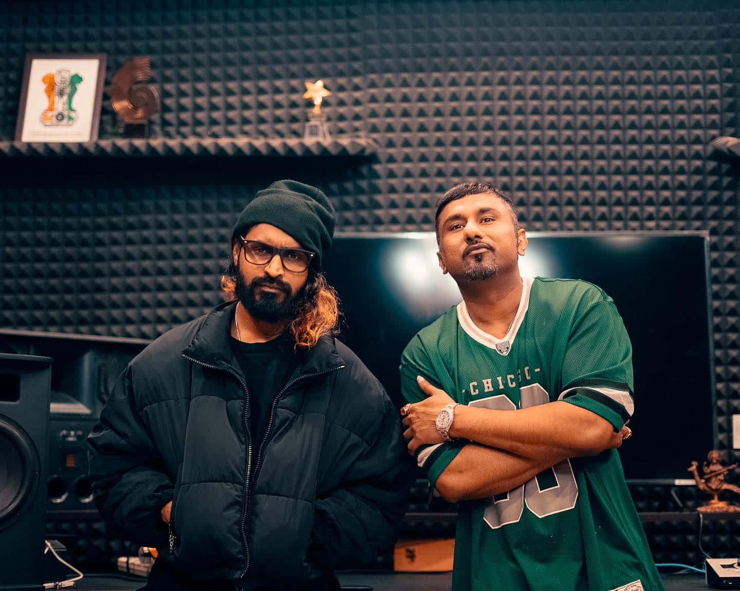 Emiway_ Bantai_and_ Producer_in_ Studio_ Setting Background