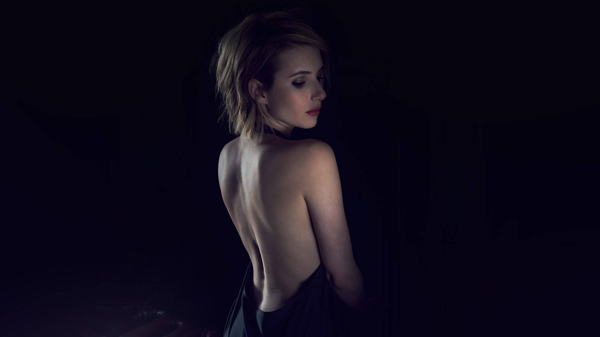 Emma Roberts Black Gown Background