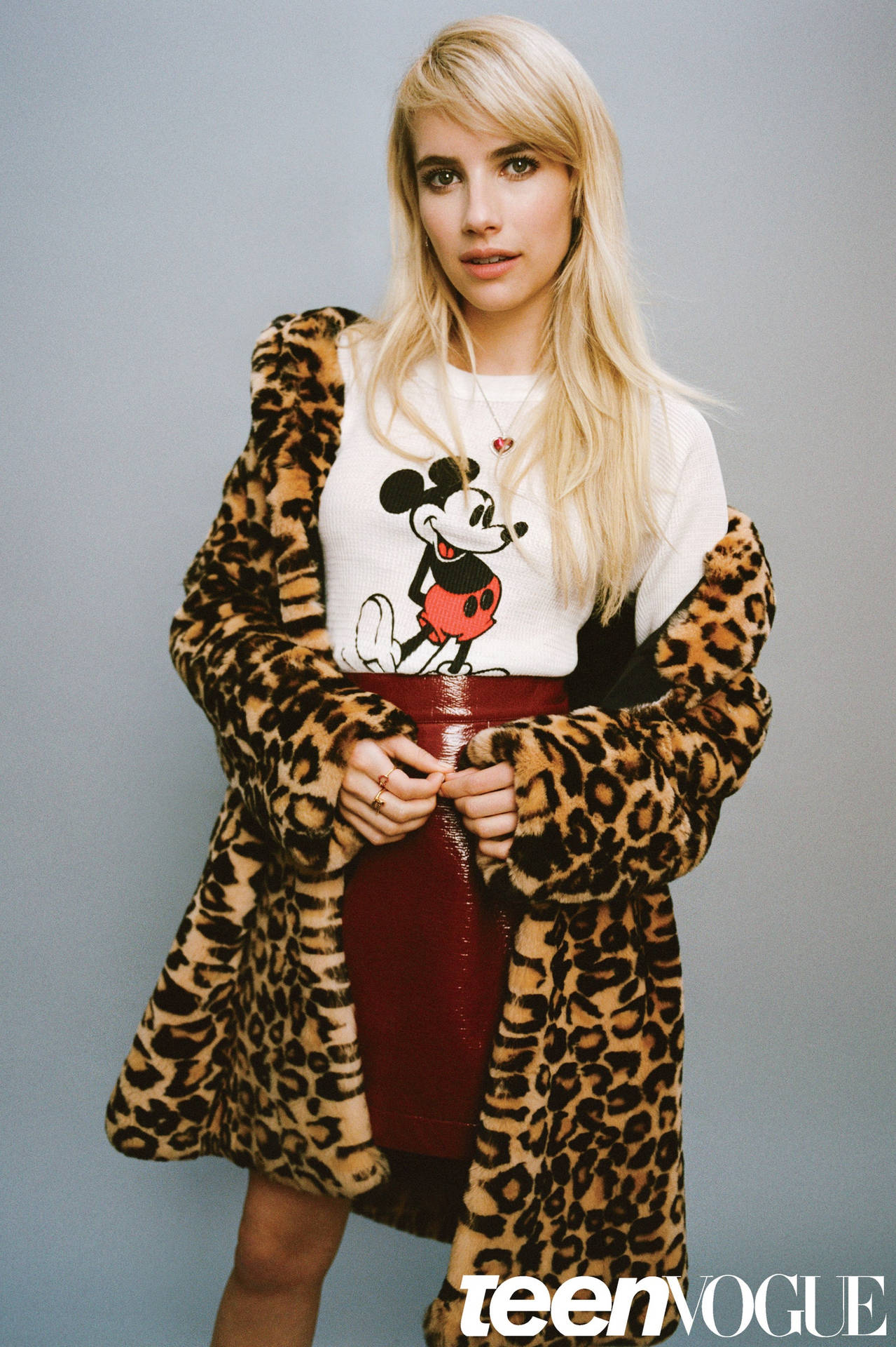 Emma Roberts Leopard Coat Background