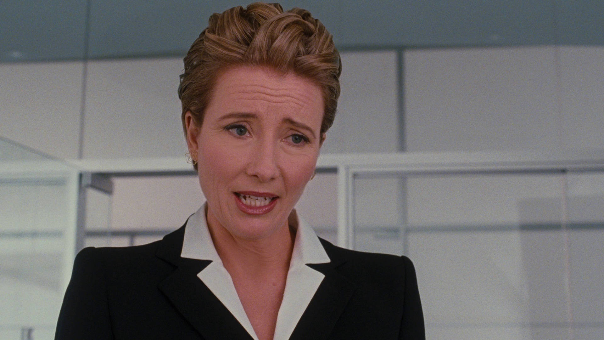 Emma Thompson In Black Suit Background