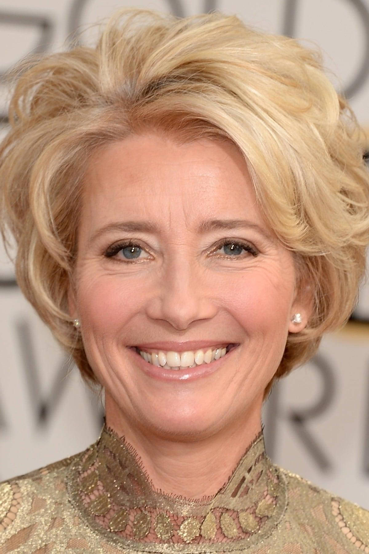 Emma Thompson In Gold Attire Background