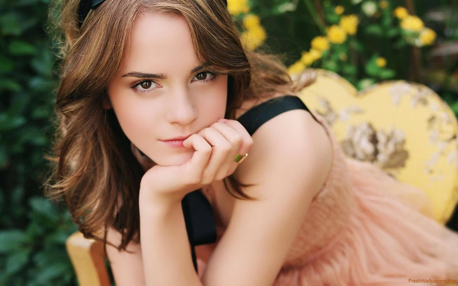 Emma Watson In An Aesthetic Garden Background