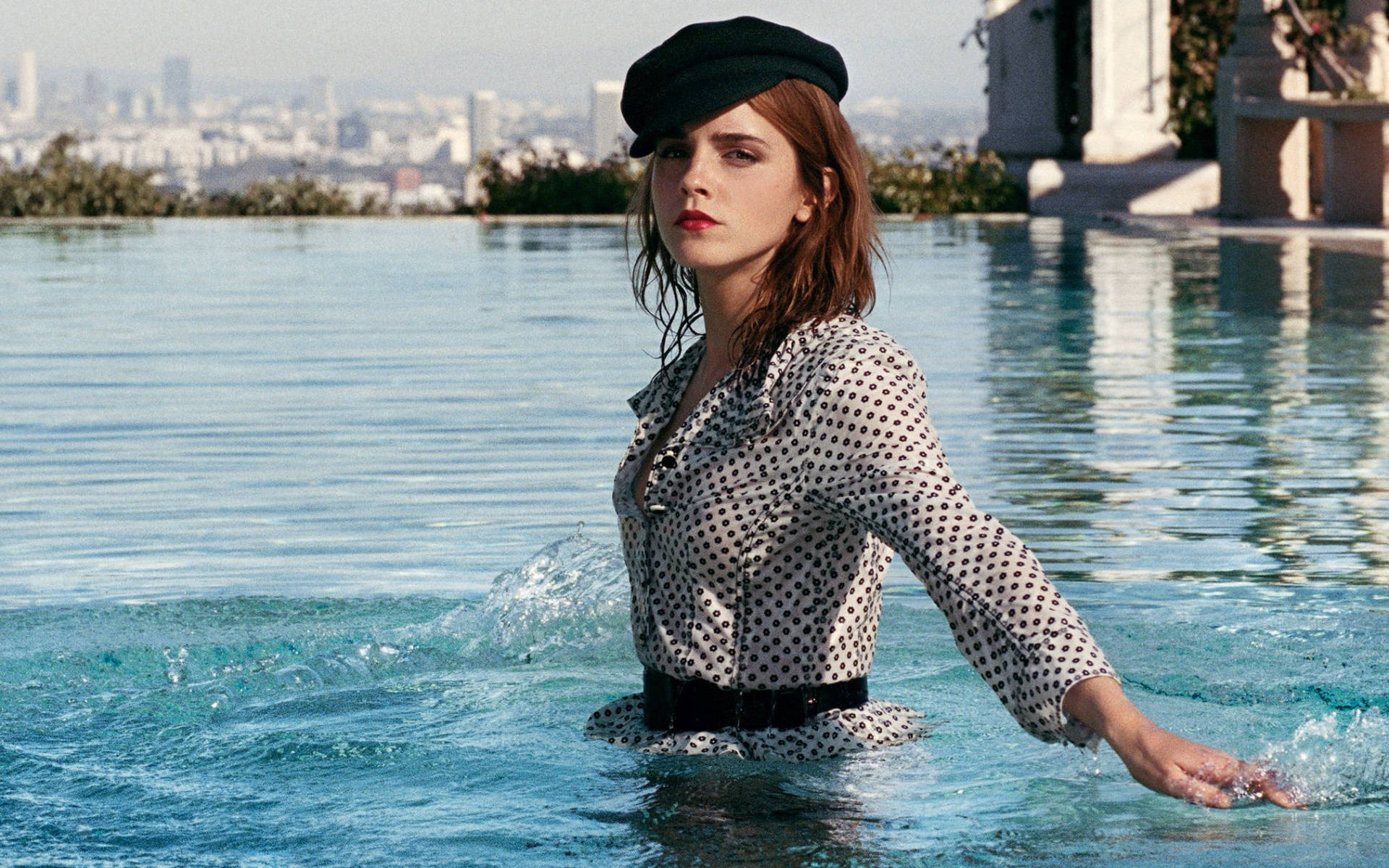 Emma Watson Swimming Pool Photoshoot Background