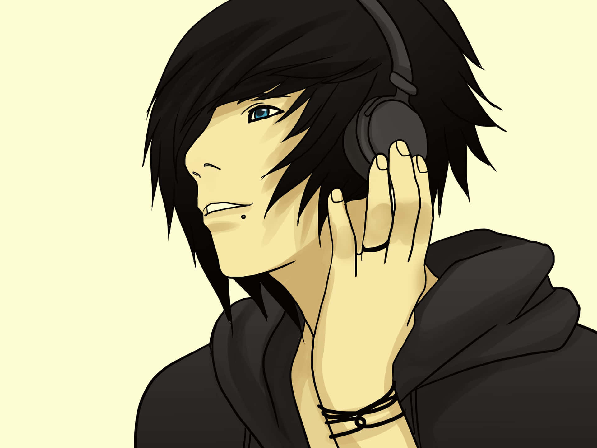 Emo Anime Boy With Heart In Hand Background