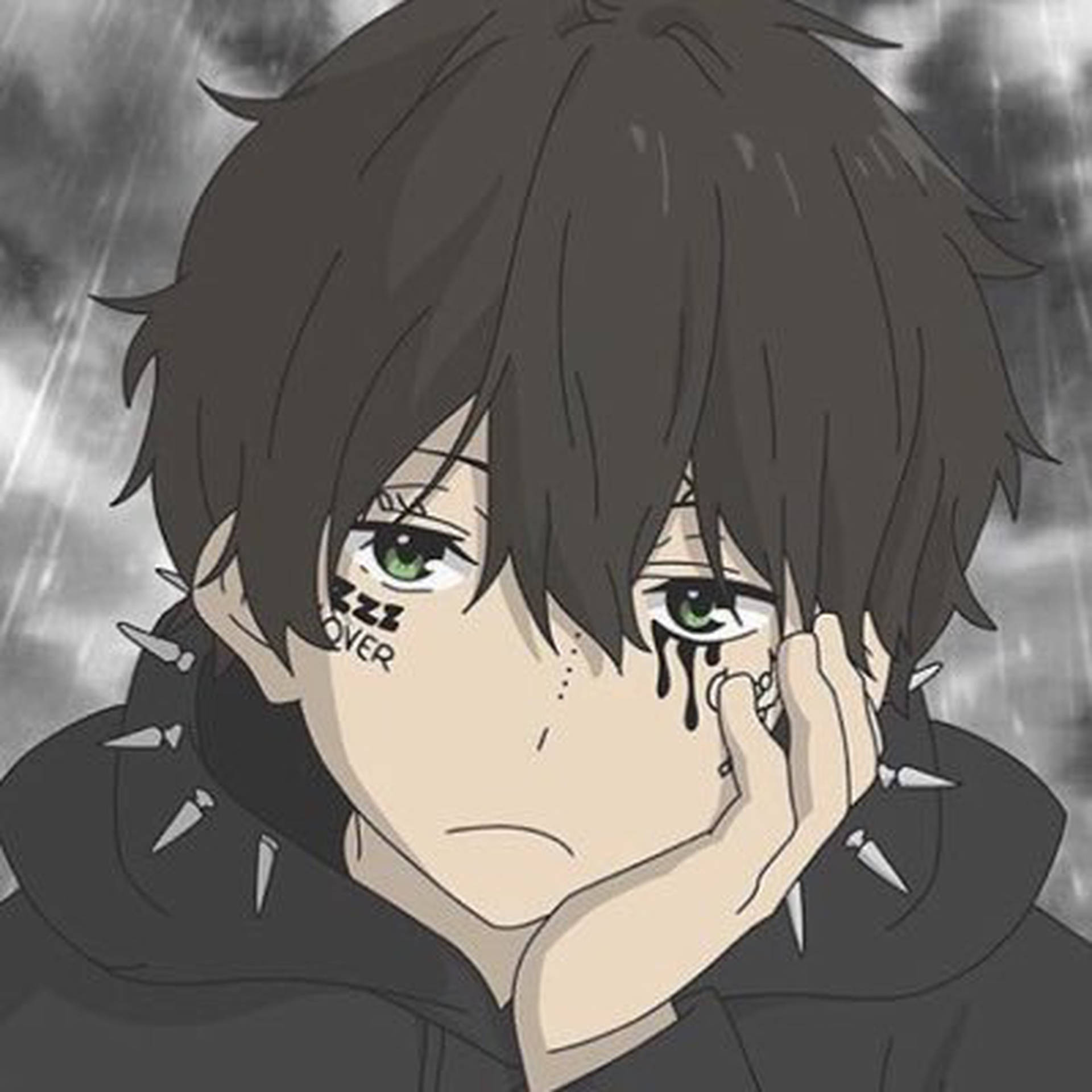 Emo Boy Tattooed Face Pfp Background