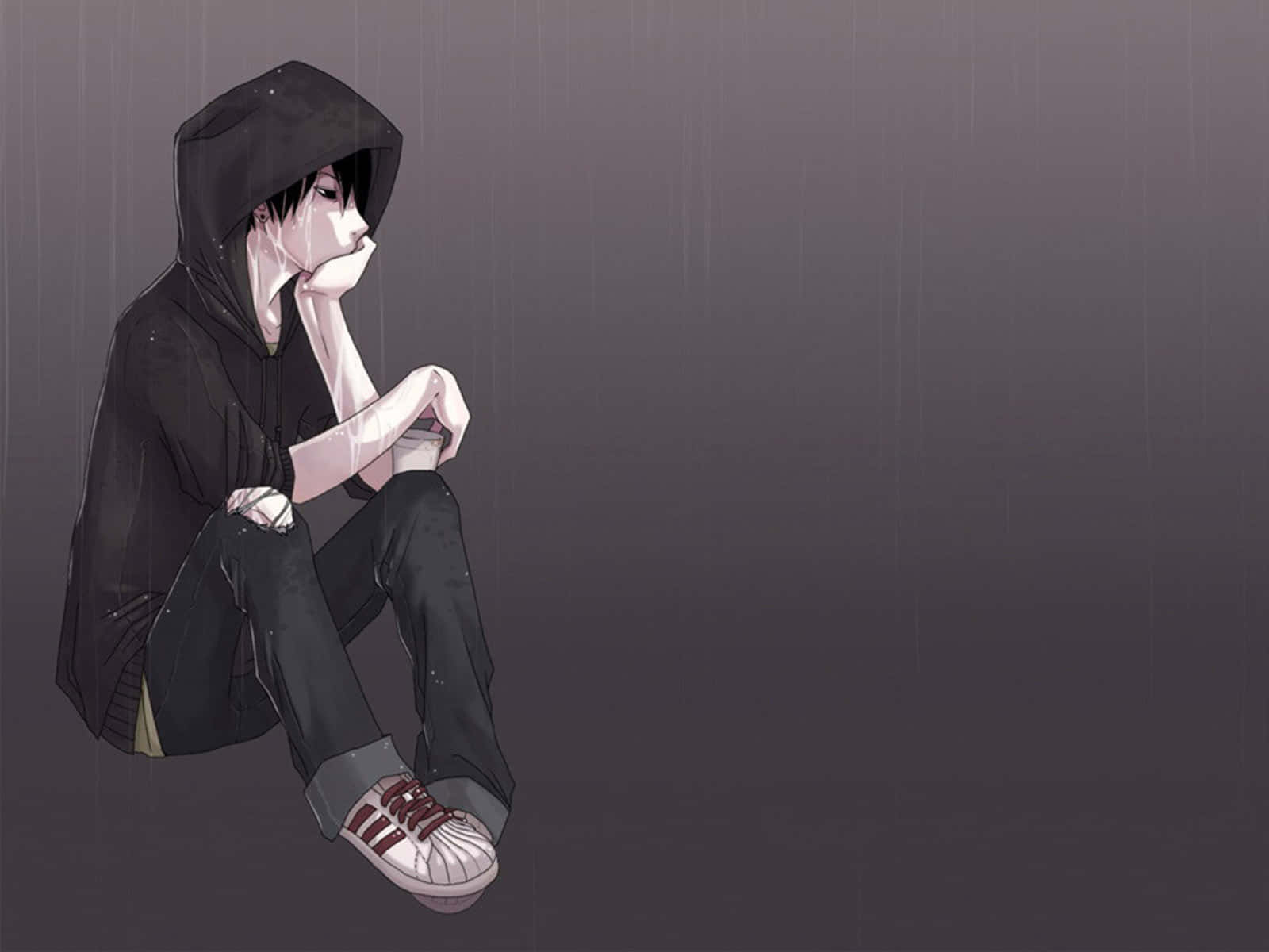 Emo Cool Guy In Black Aesthetic Background