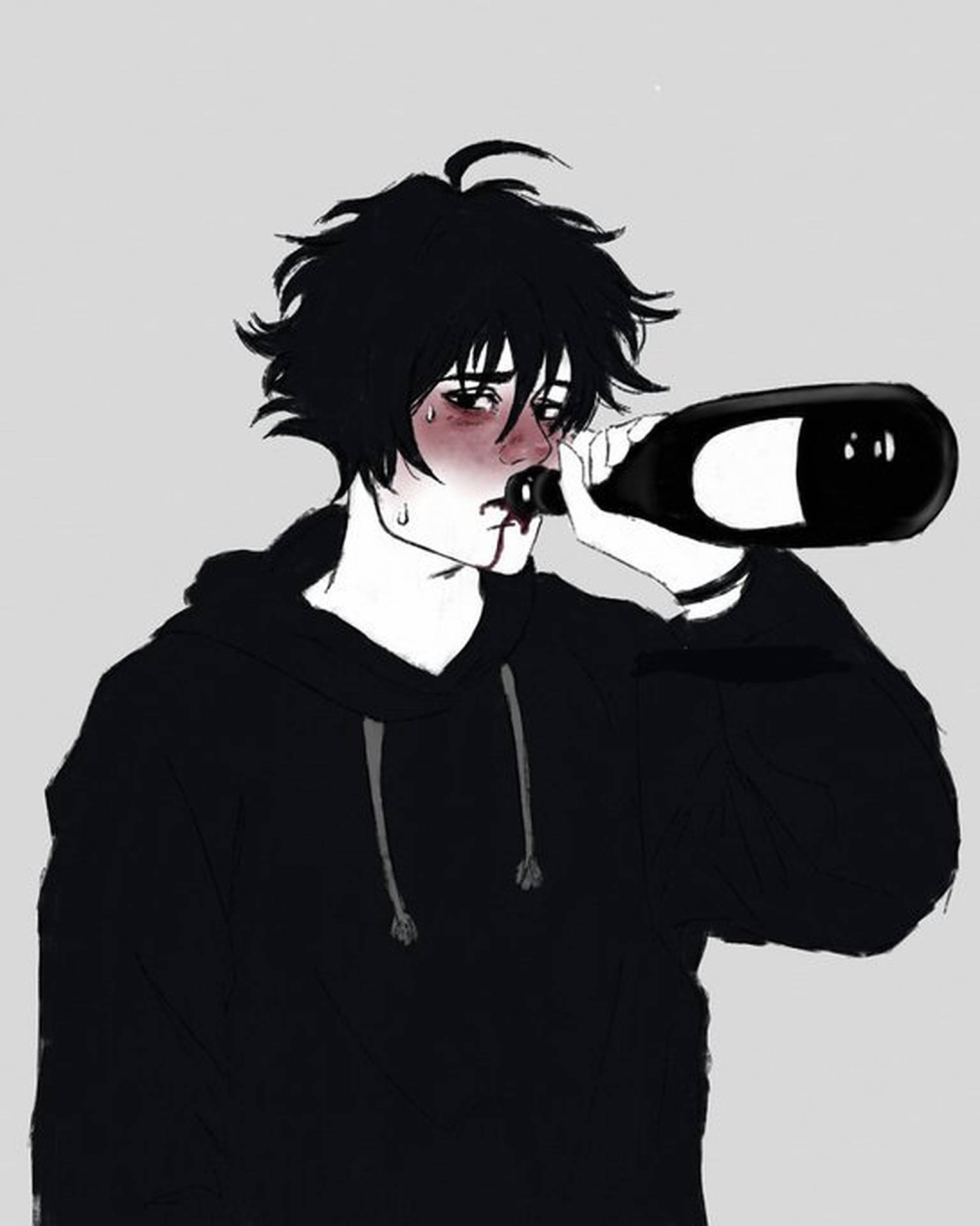 Emo Drinking Wine Pfp Background