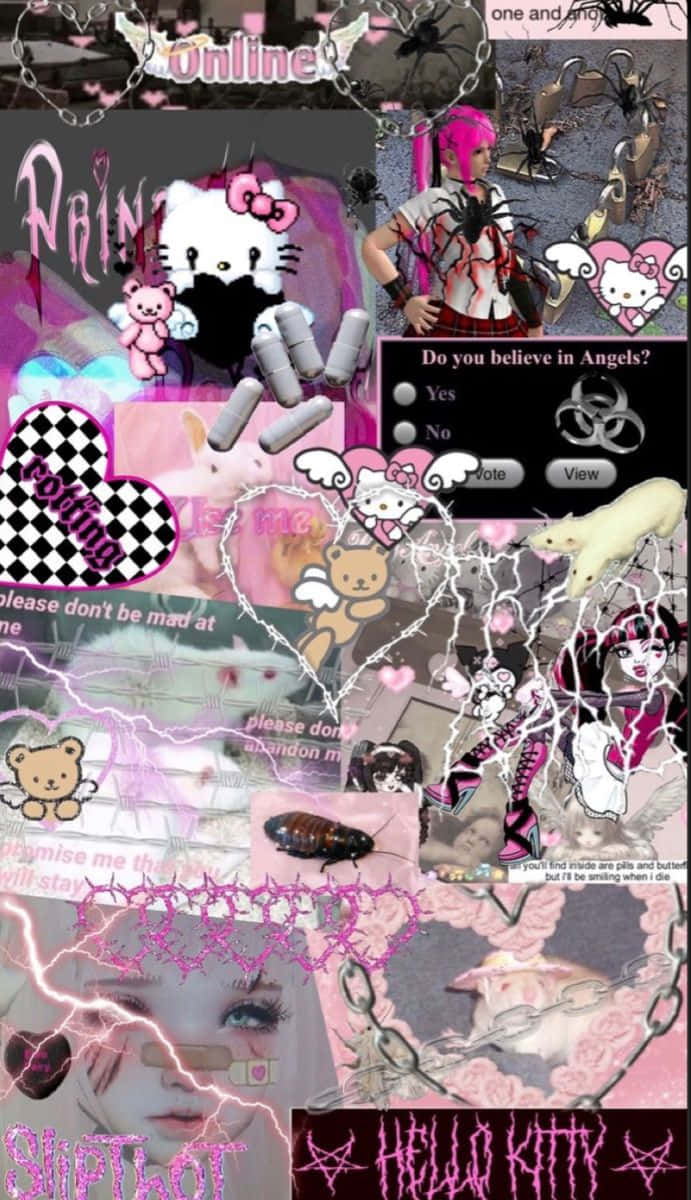 Emo Hello Kitty Cool Collage Background