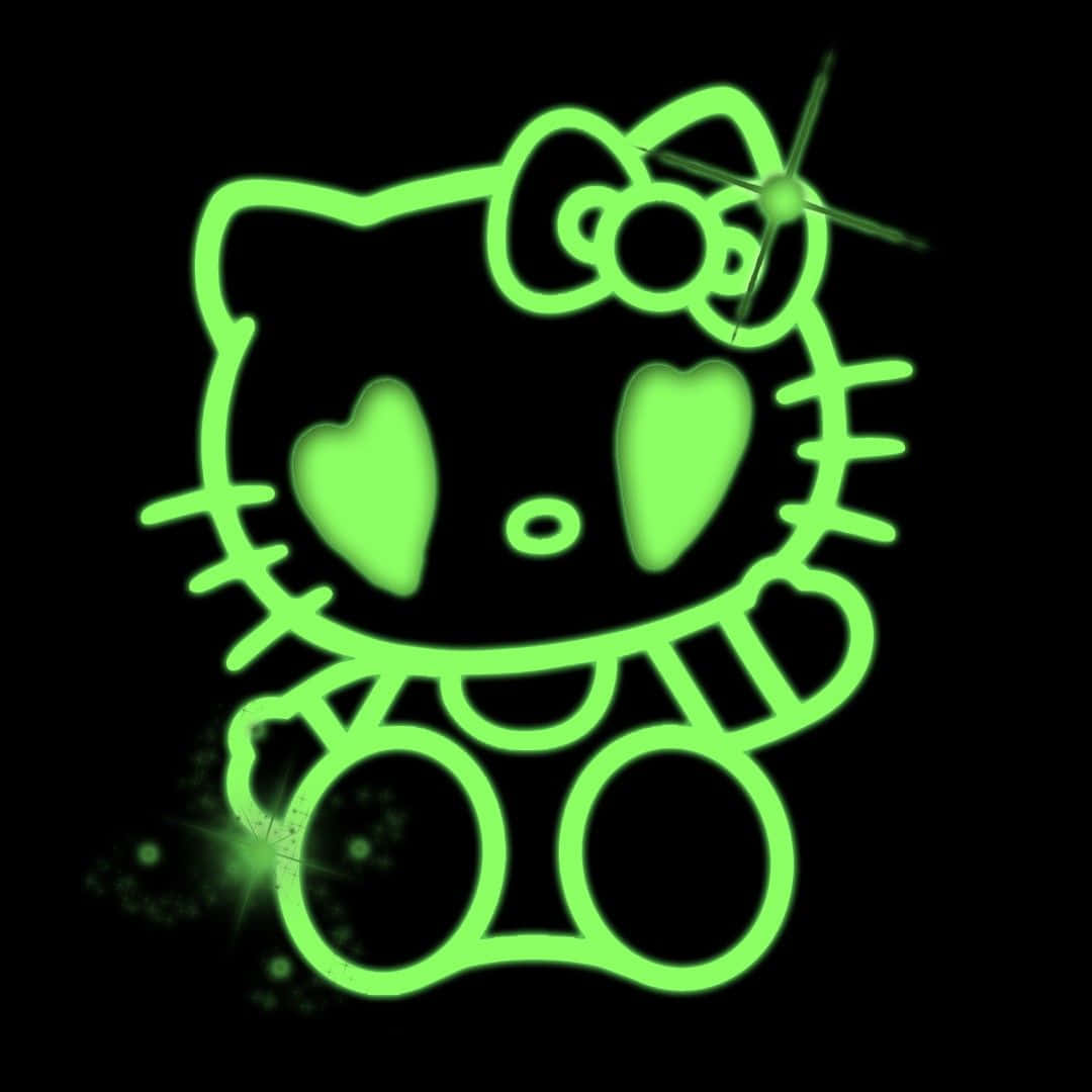 Emo Hello Kitty Green Aesthetic Background