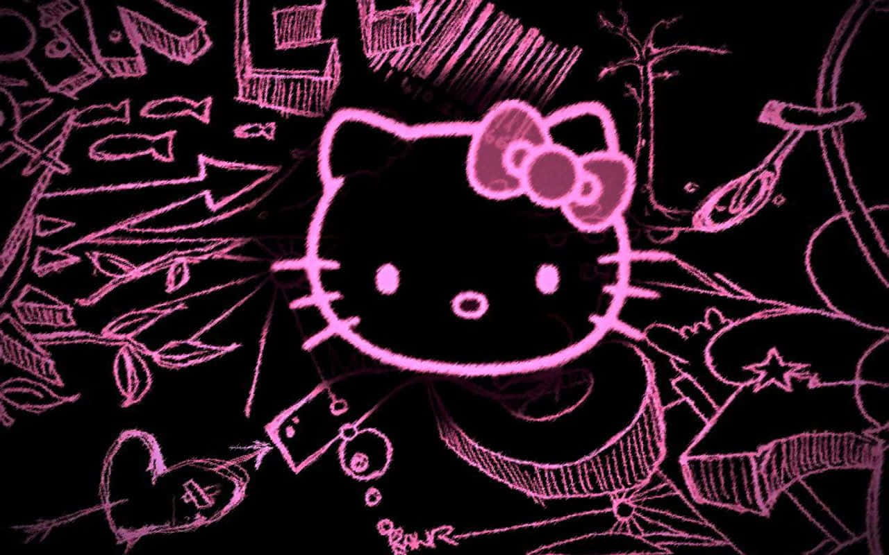 Emo Hello Kitty Pink Art Background