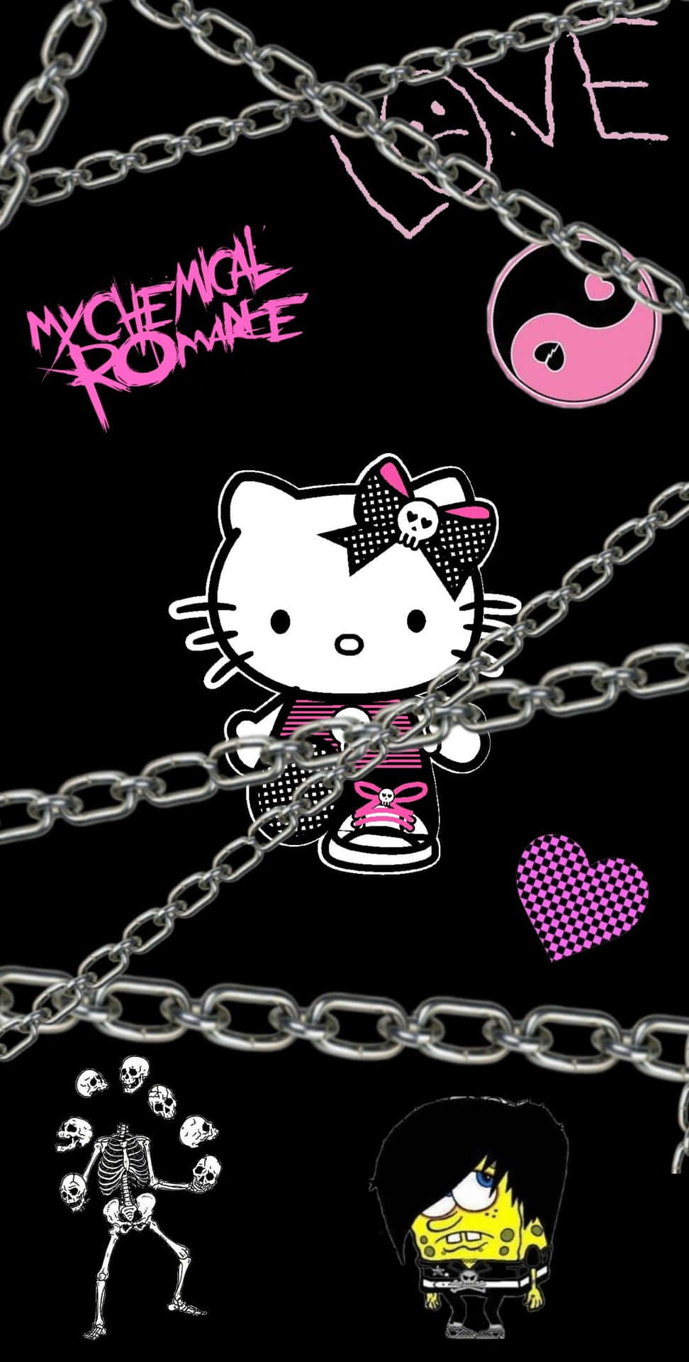 Emo Hello Kitty With Chains Background