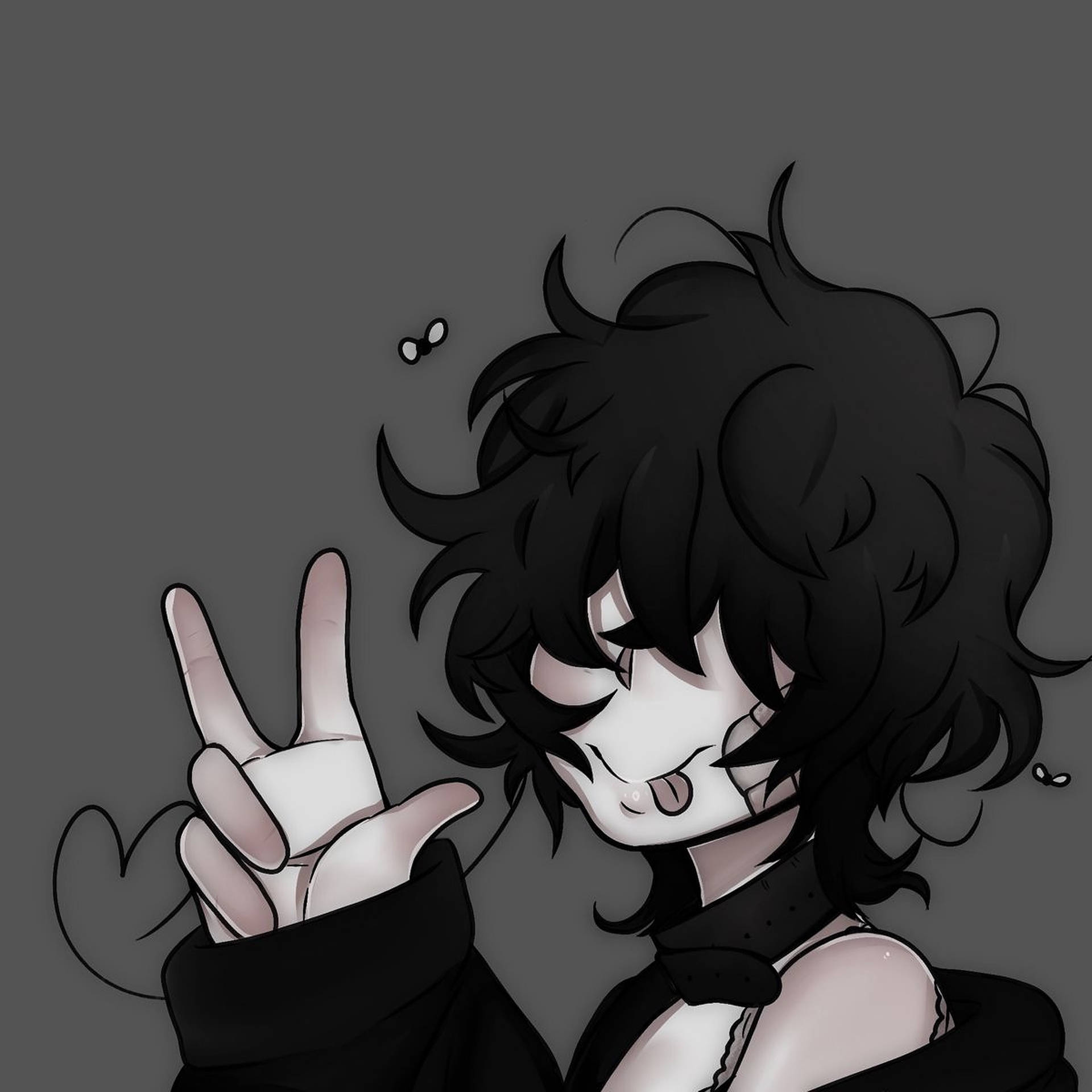 Emo Pfp Girl Peace Sign Background