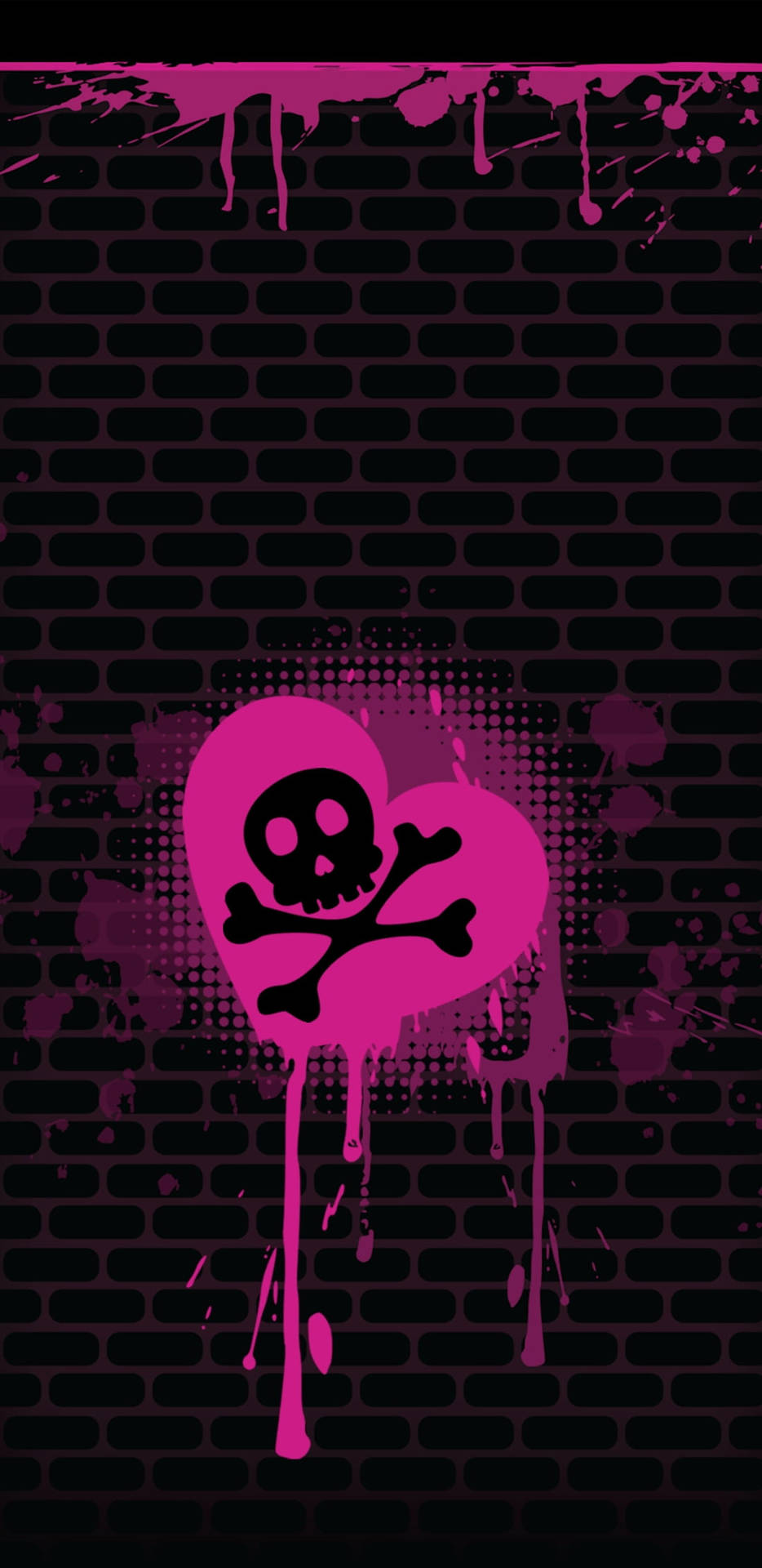 Emo Pink Heart And Skull Background