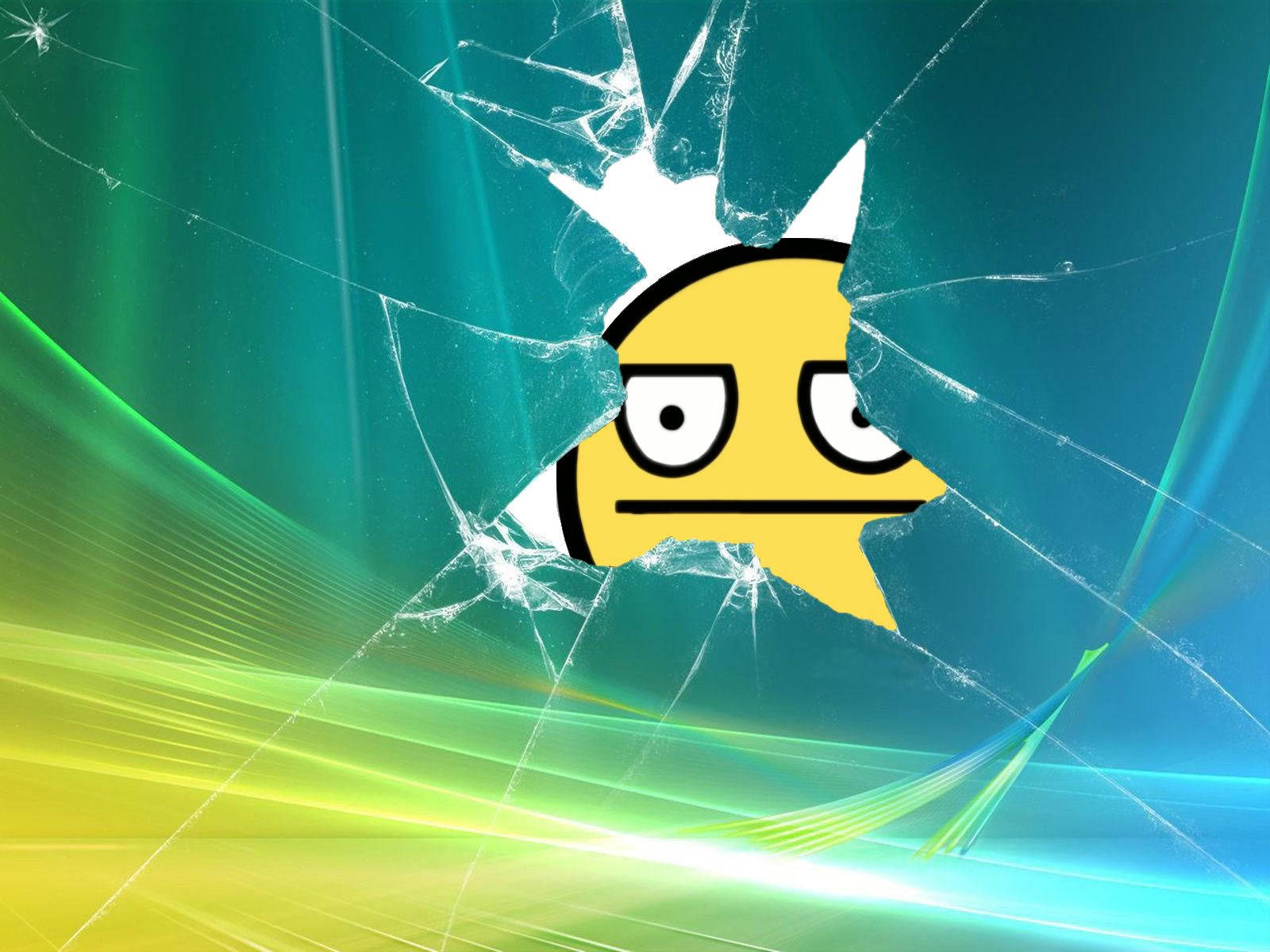 Emoji Behind Cracked Screen Background