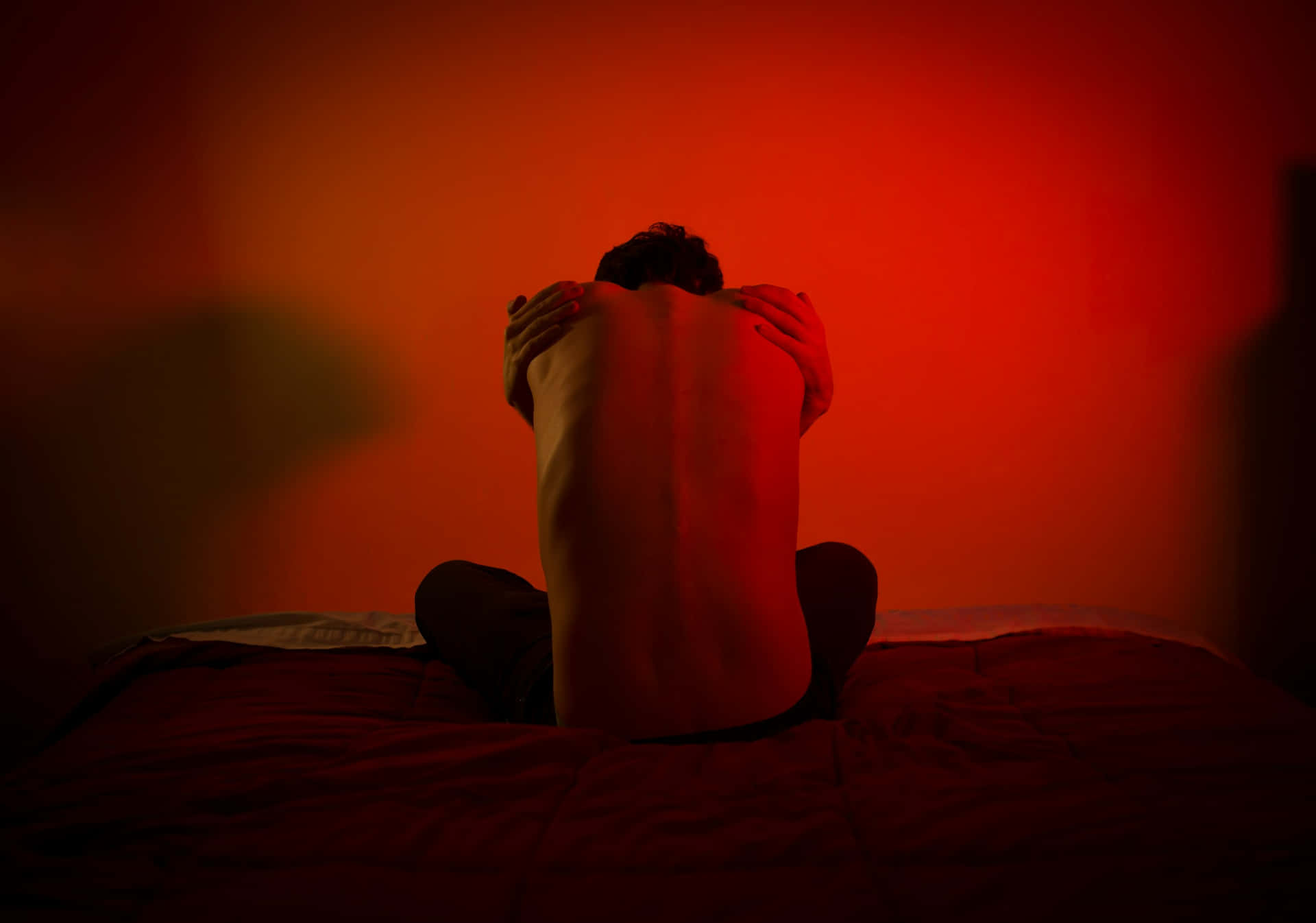 Emotional Distress Red Backdrop