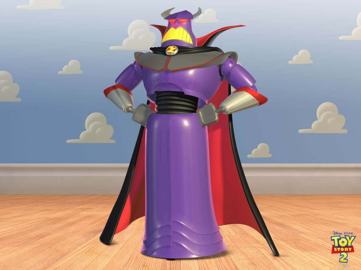 Emperor Zurg Posing Against A Toy Story Cloud