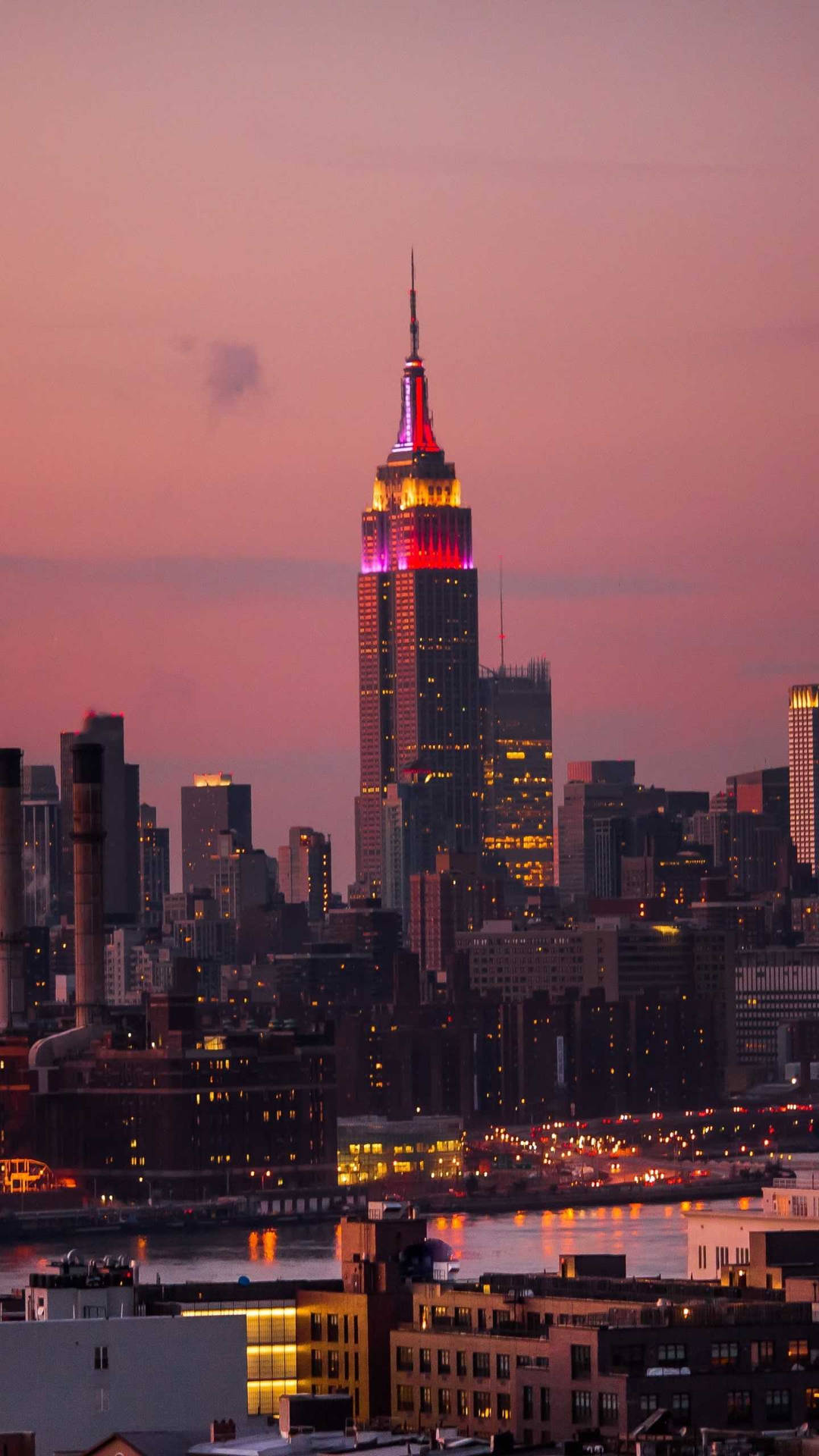 Empire State Building In Pink Background
