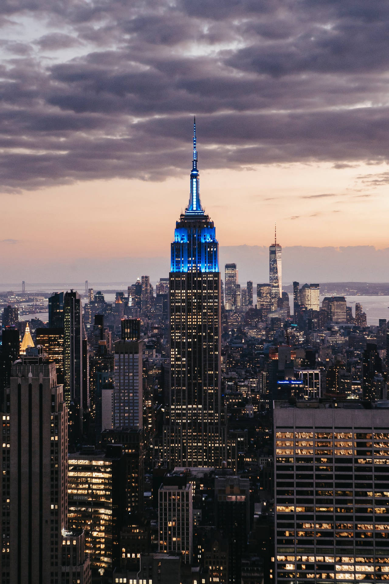 Empire State Building New York City Night View Background