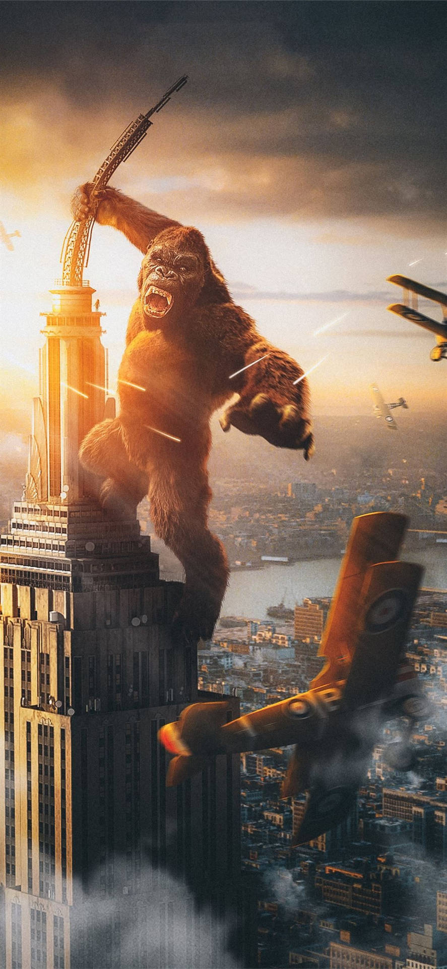 Empire State Building Stands Resolute As Godzilla And Kong Clash In An Epic Battle Background