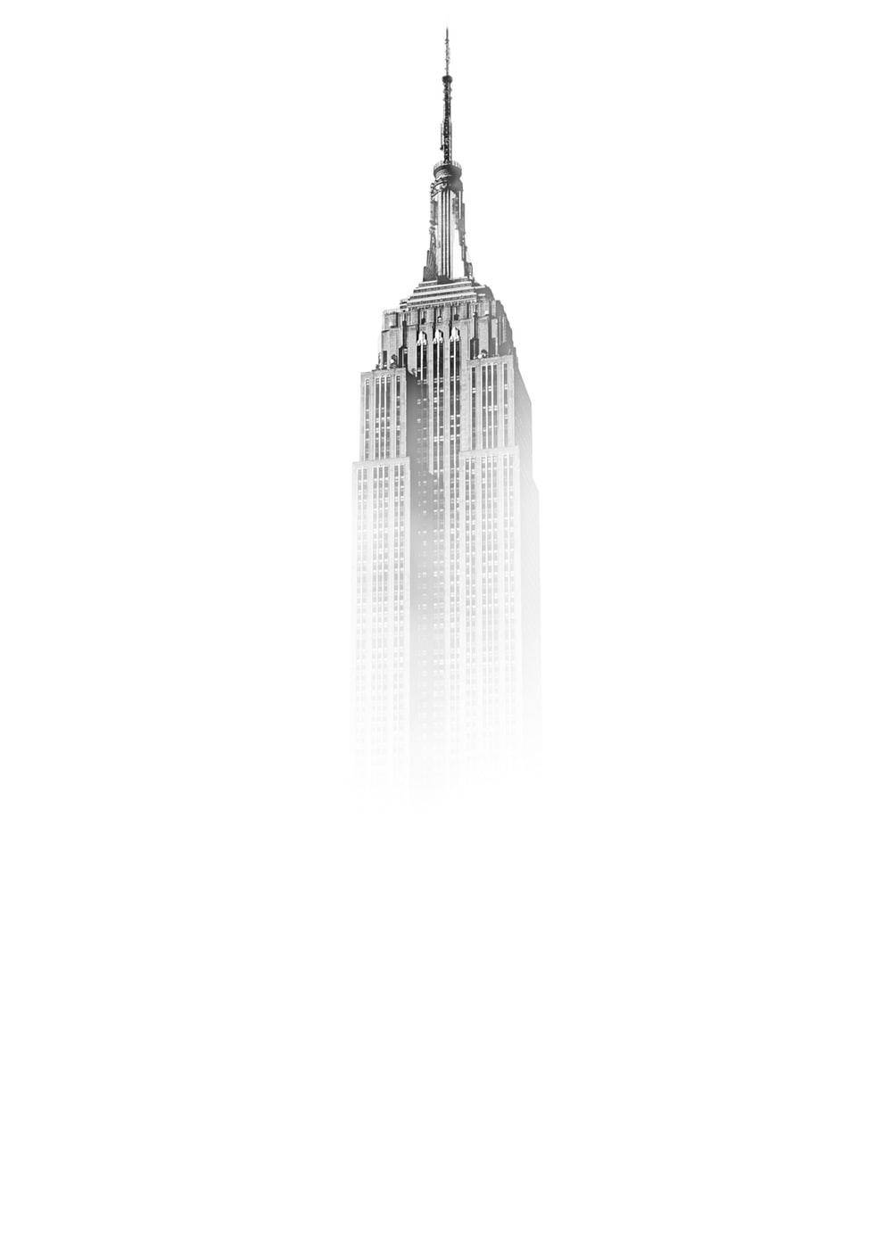 Empire State Building White Minimalist Background