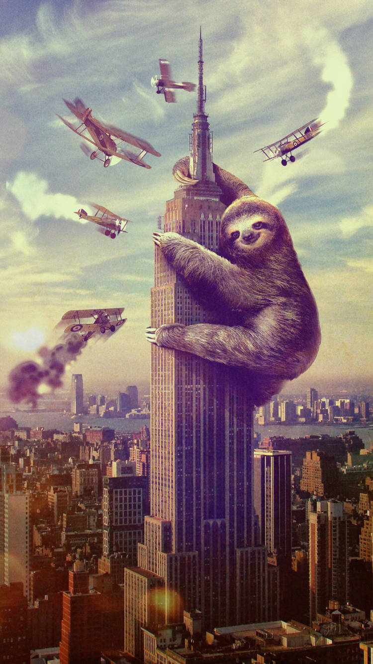 Empire State Building With Sloth Artwork Background