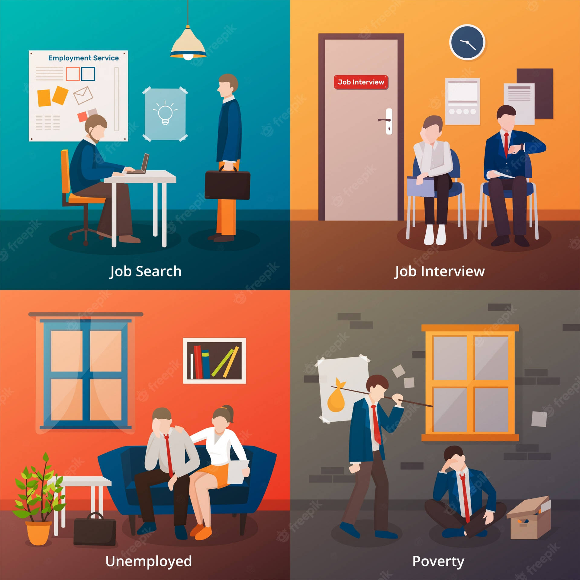 Employment Process Illustrations Background