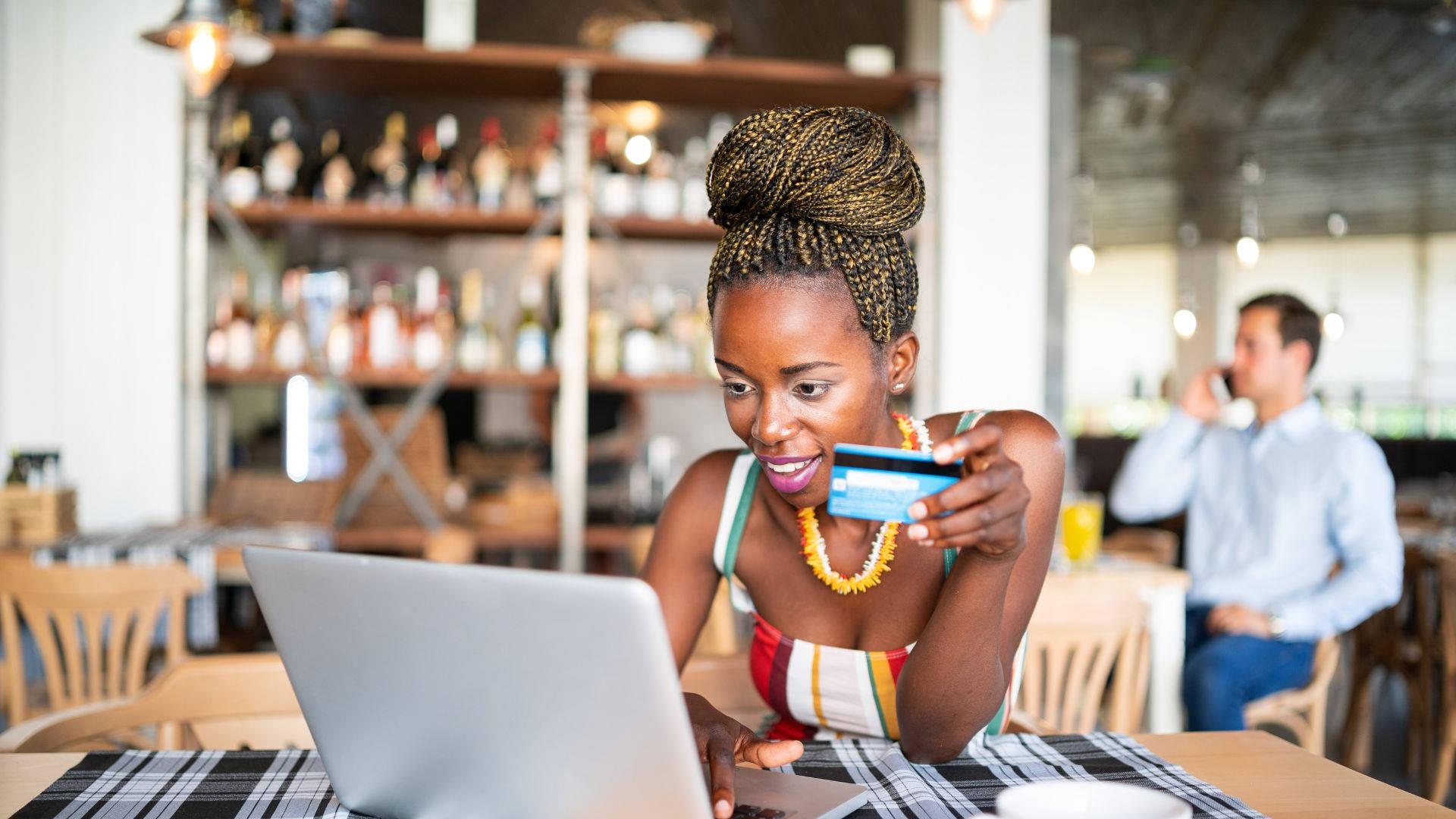 Empowered African Woman Handling Finances Background