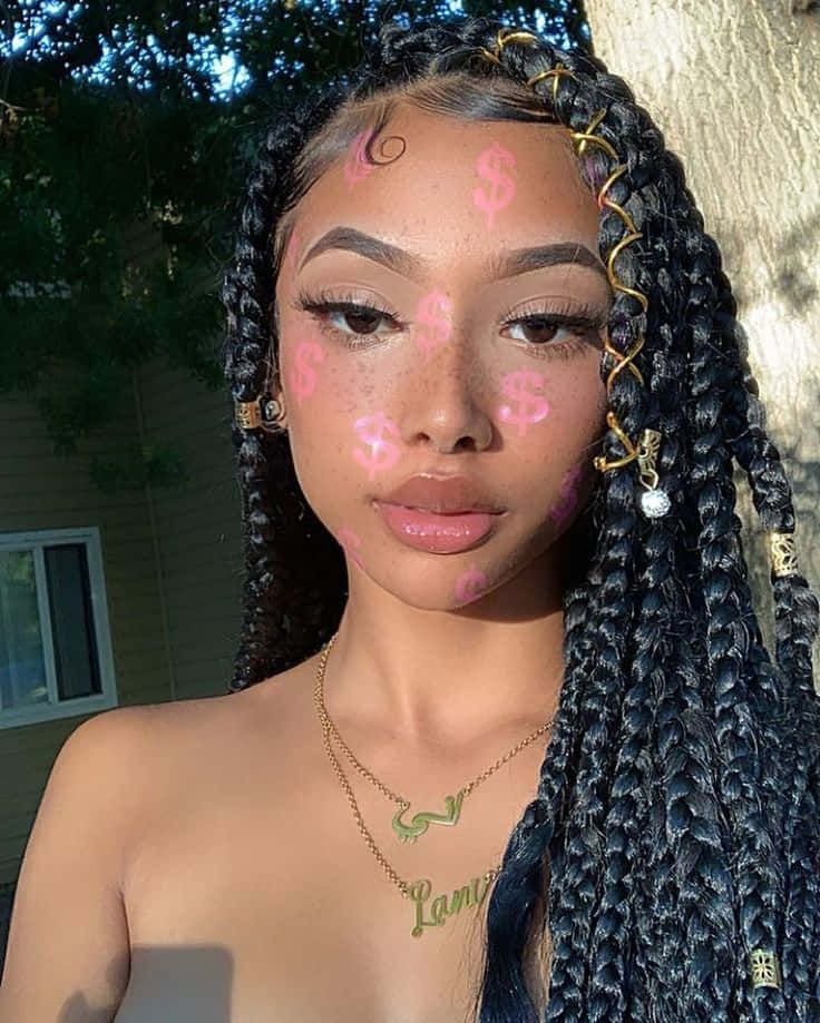 Empowered Black Baddie With Stunning Braided Hairstyle Background