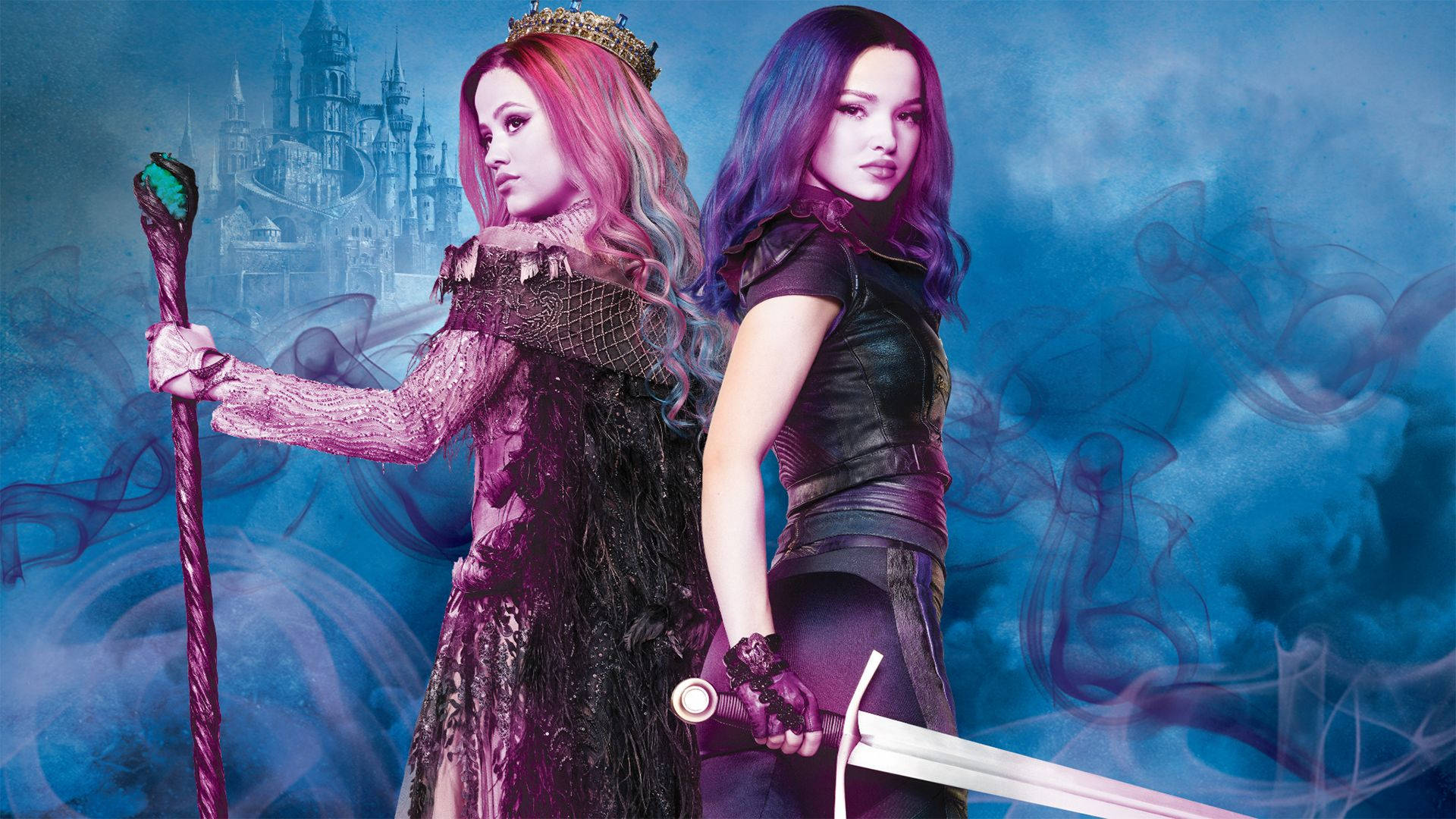 Empowering Audrey And Mal Armed In Descendants 2 Background