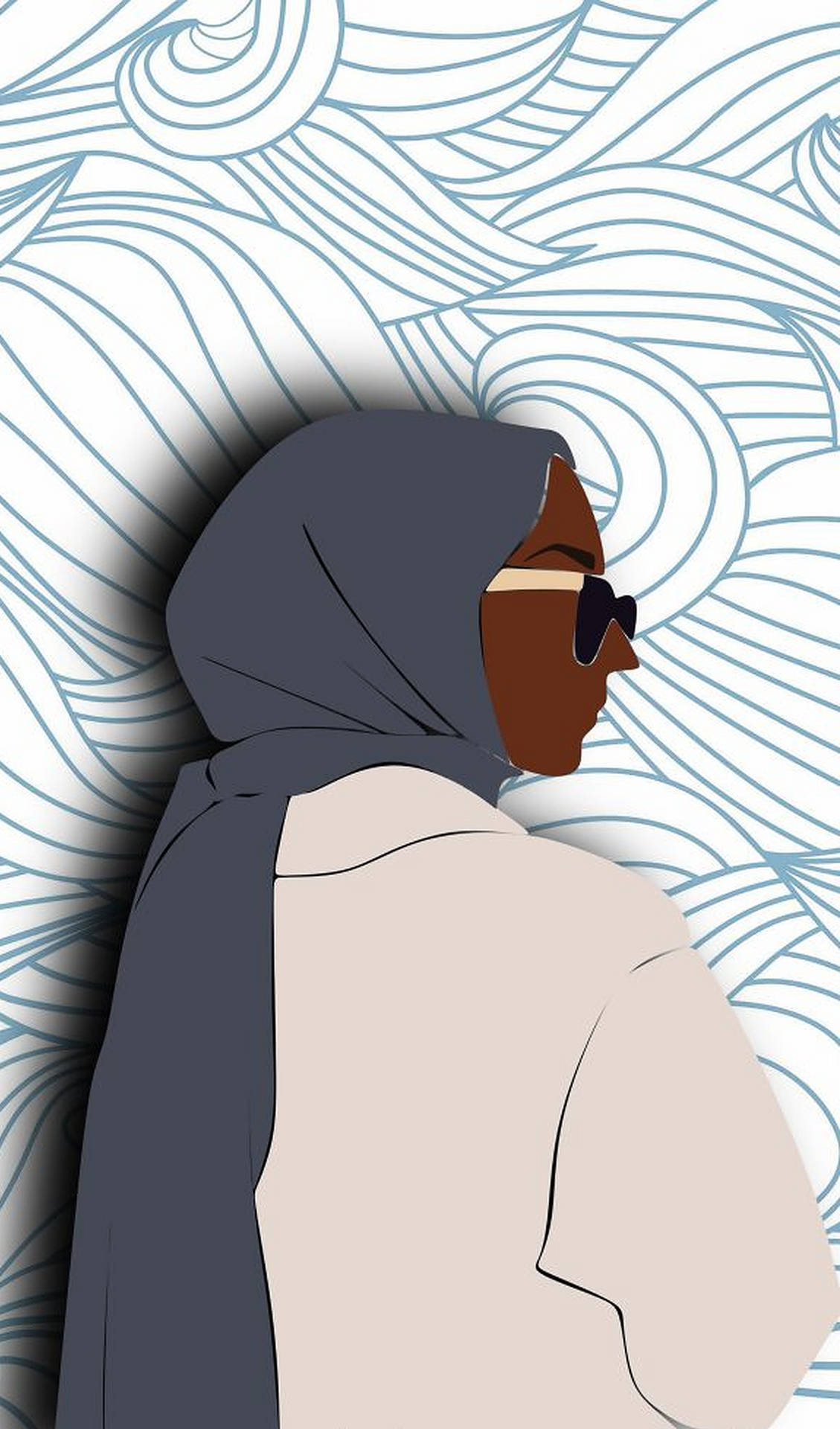 Empowering Illustration Of A Hijabi Cartoon Character Background