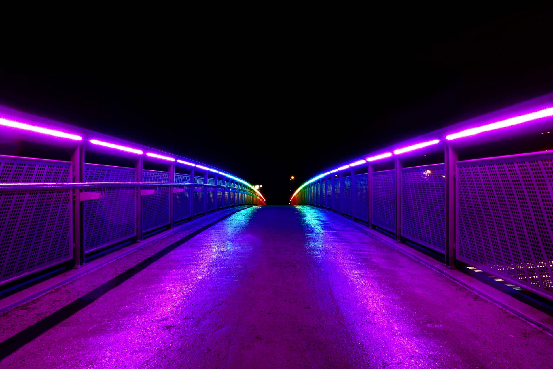 Empty Bridge Aesthetic Purple Neon Computer Background