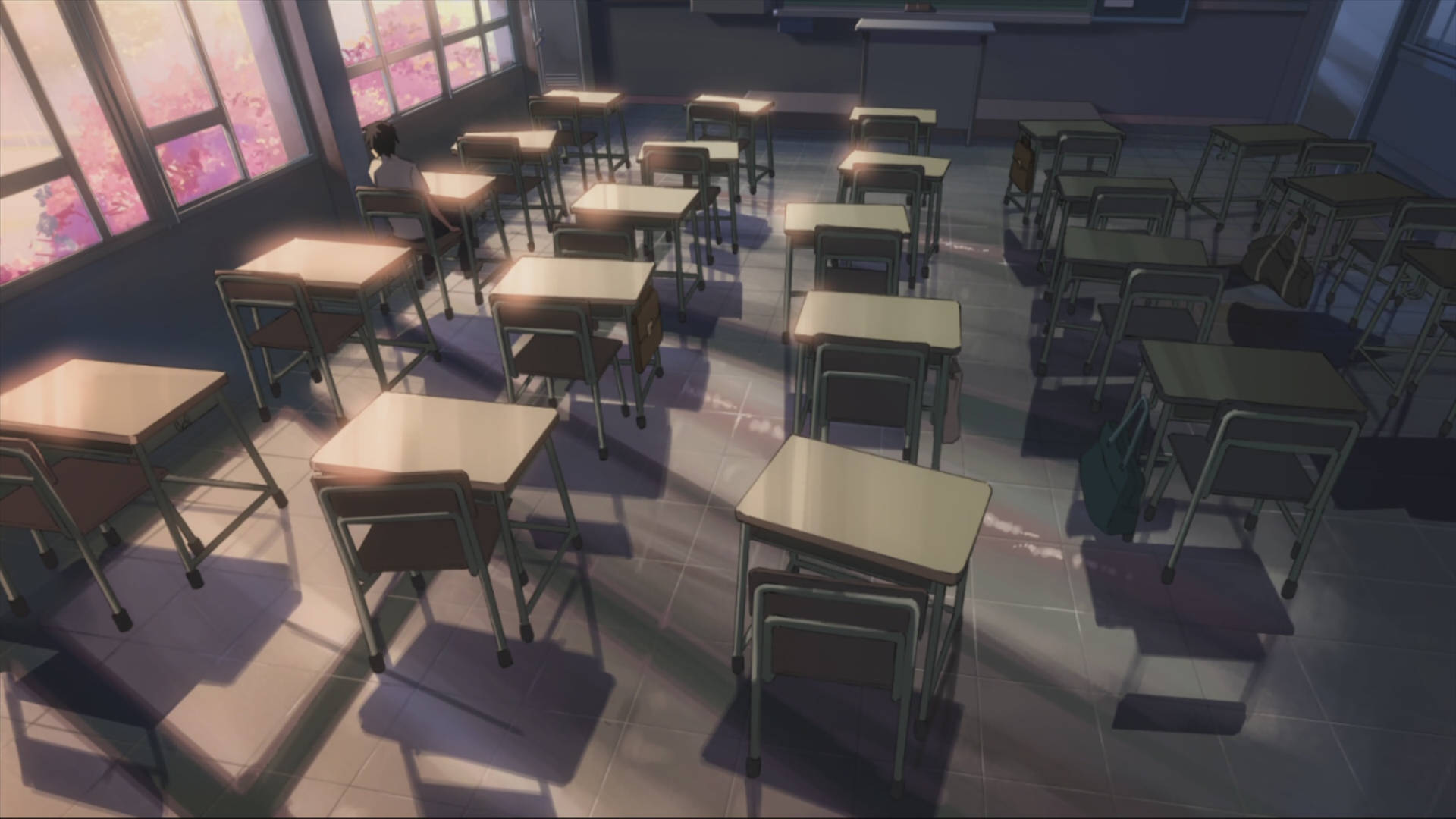 Empty Dark Anime Classroom