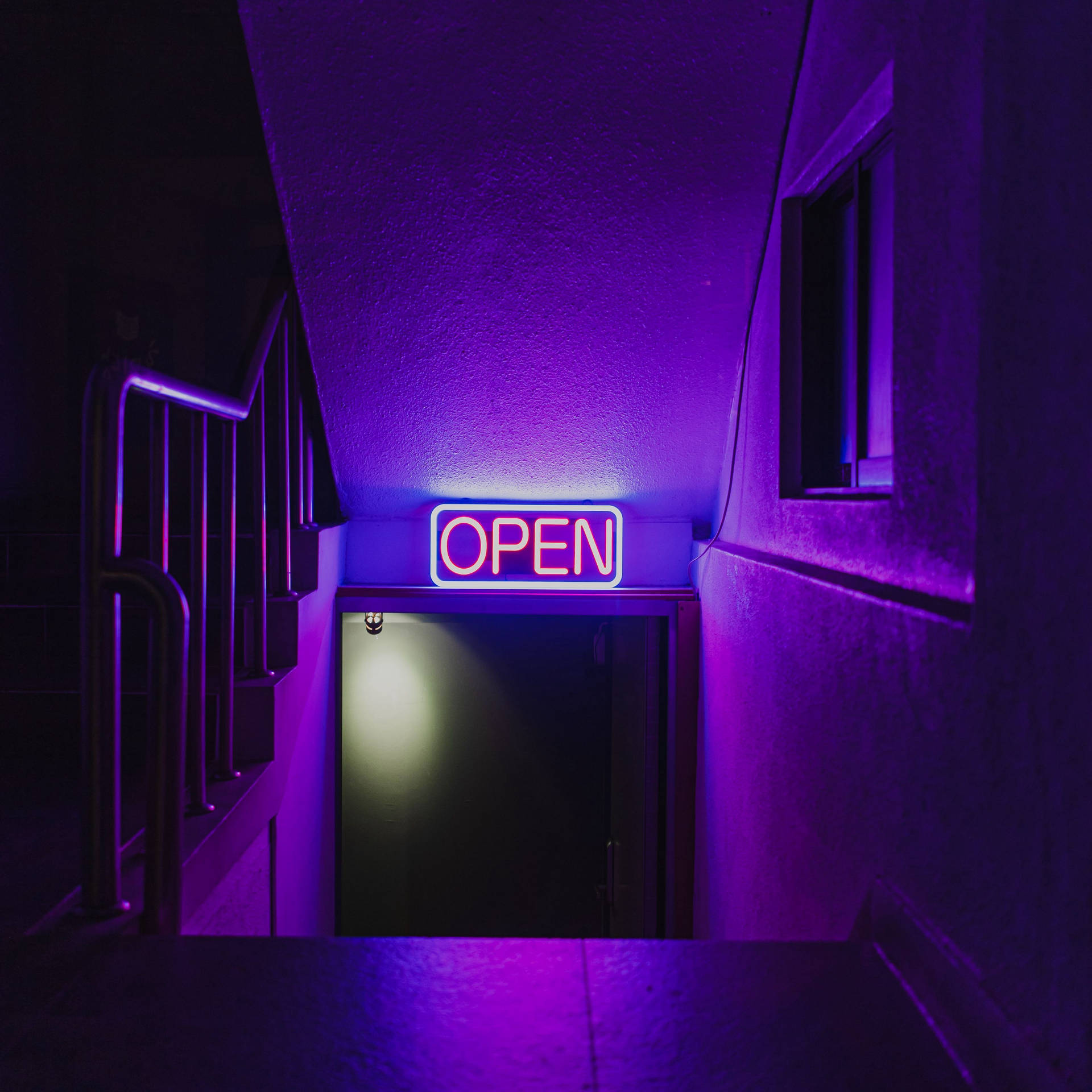 Empty Hallway Open Aesthetic Purple Neon Computer