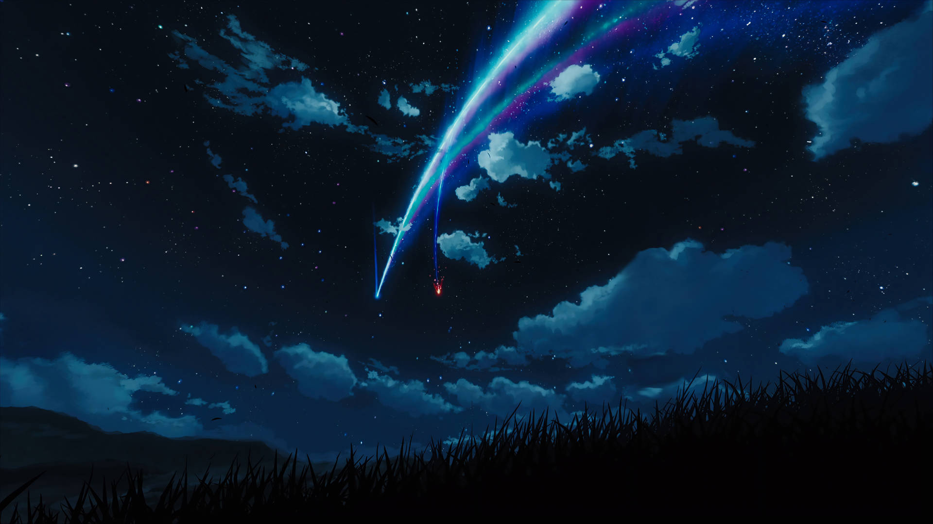 Empty Meadow And Comets Your Name 4k