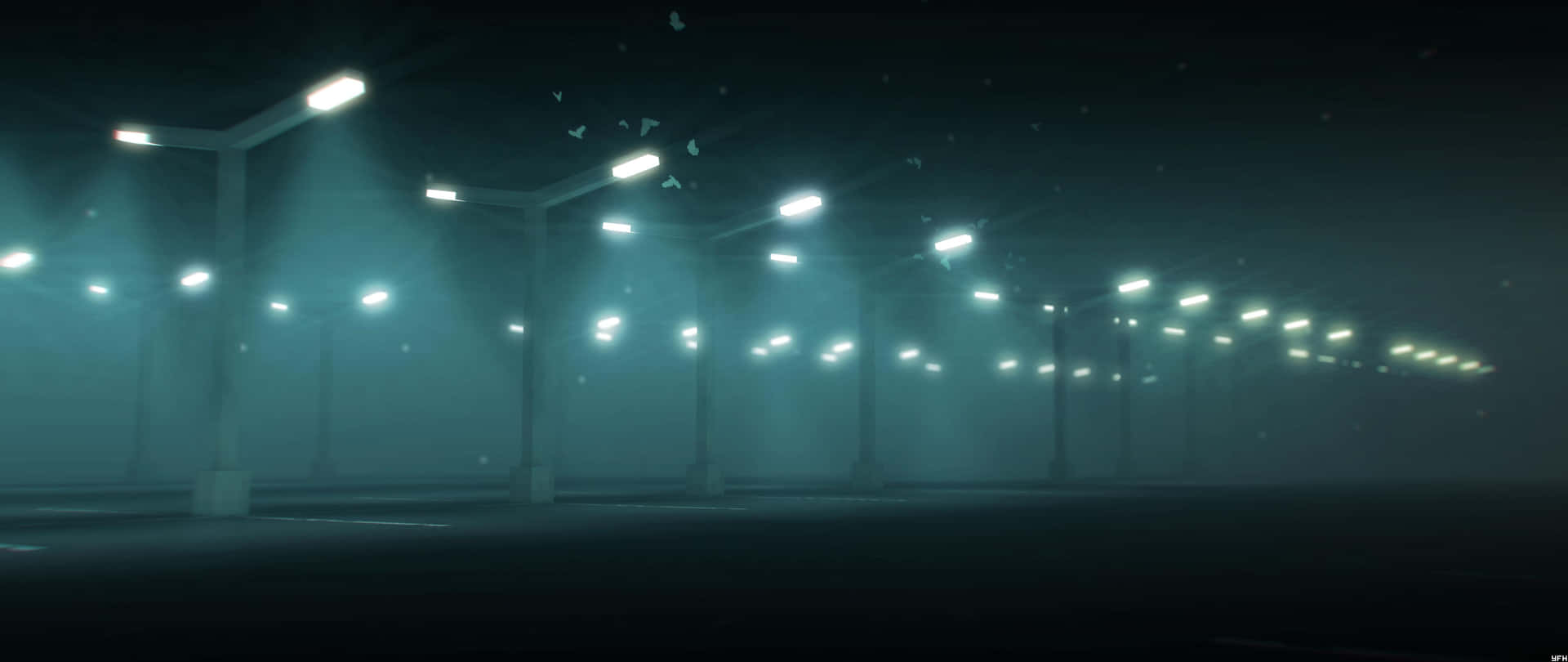 Empty Parking Lot With Street Light Background