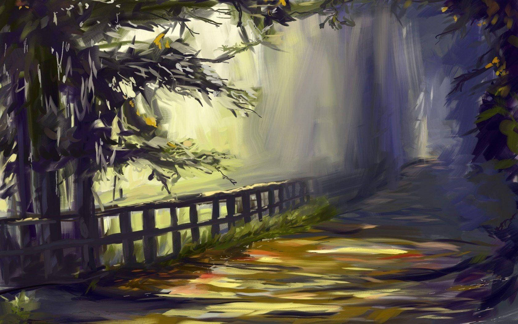 Empty Pathway Paint Art Background