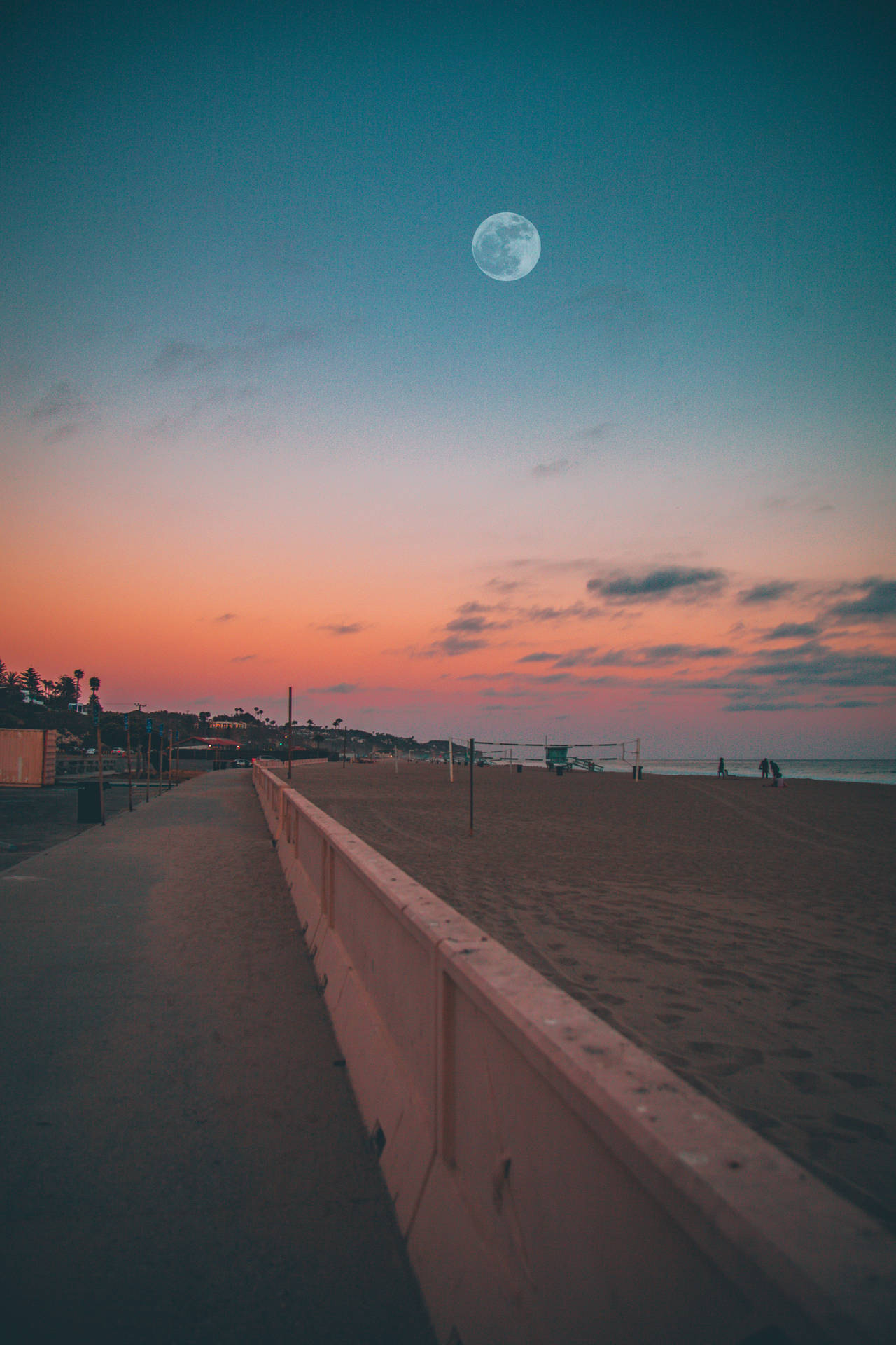 Empty Road Full Moon Background