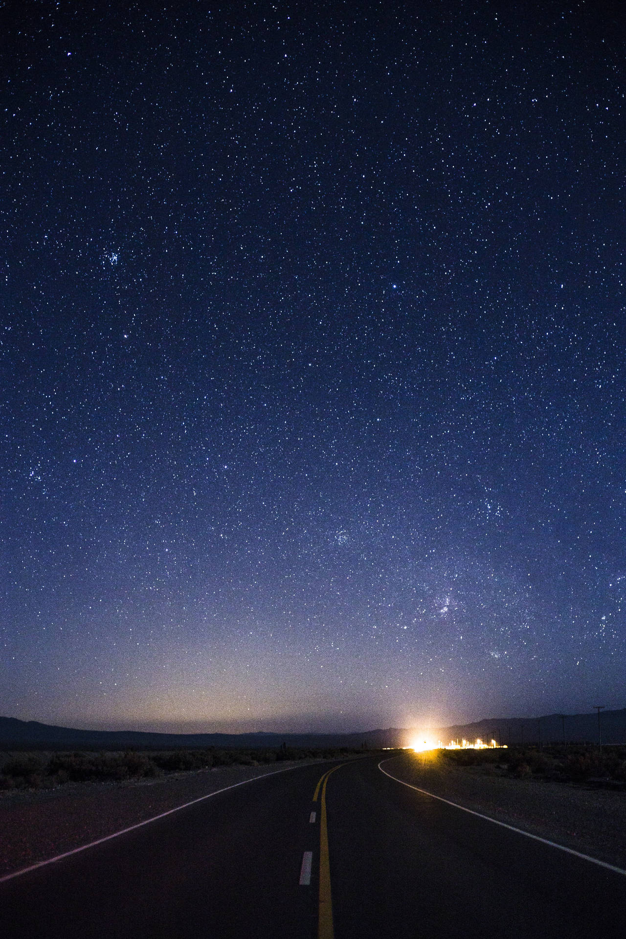 Empty Road Starry Sky Background