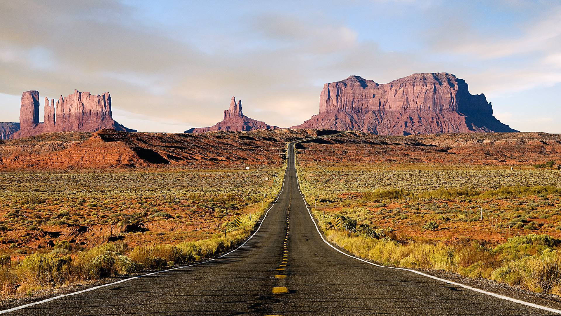 Empty Road To Monument Valley Background