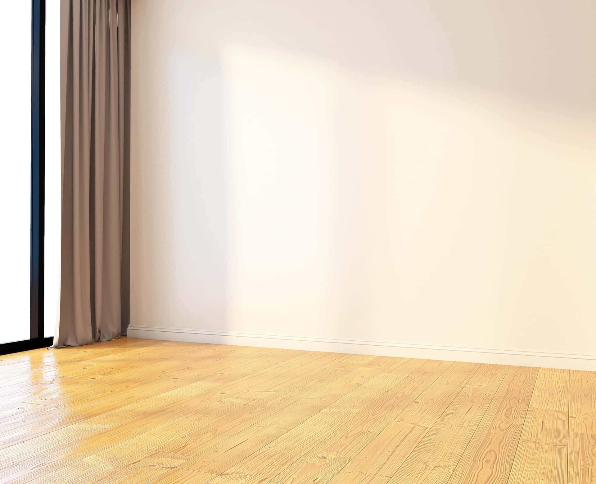 Empty Room With Long Curtain Background