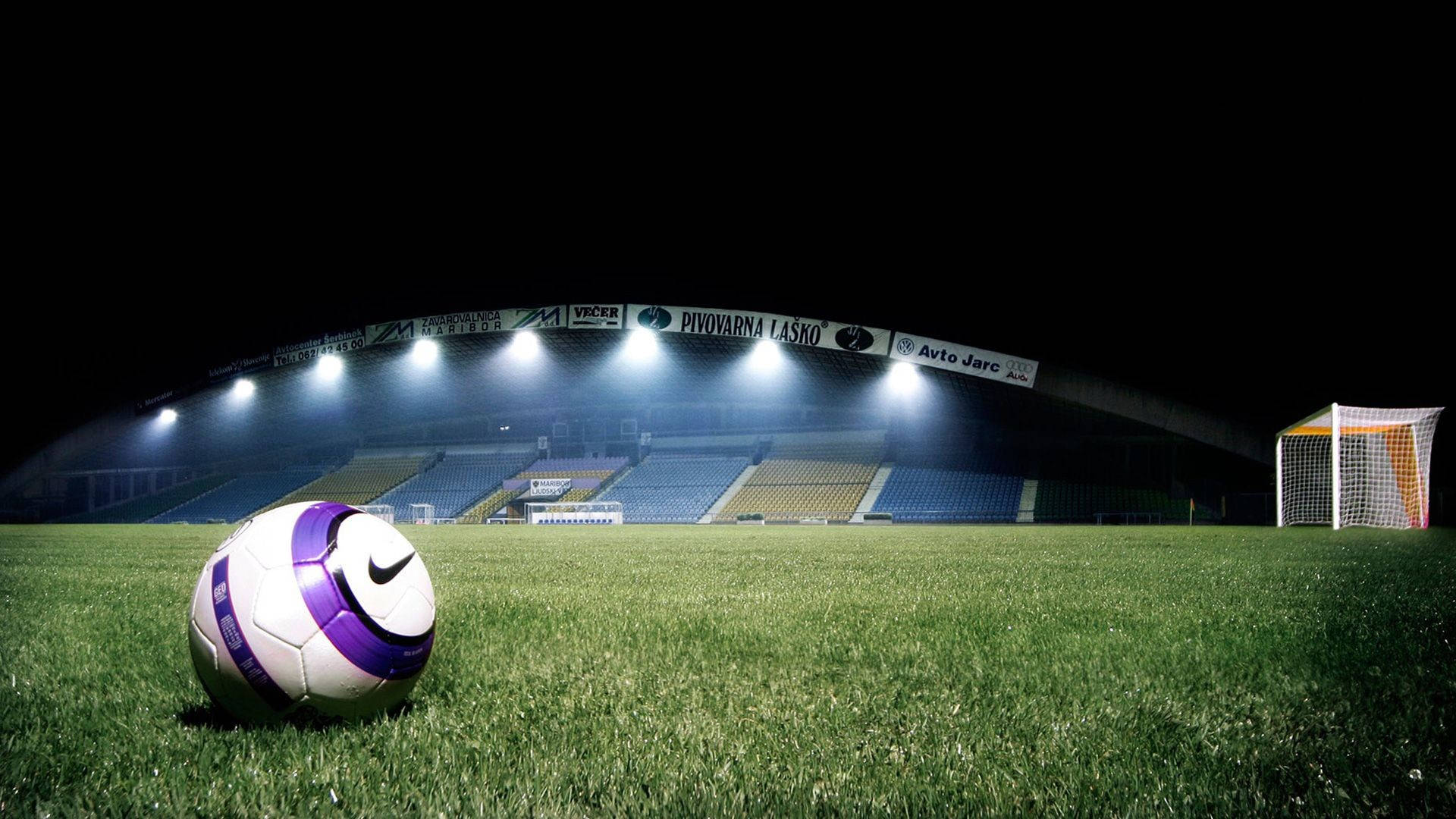 Empty Stadium And A Football Hd Background